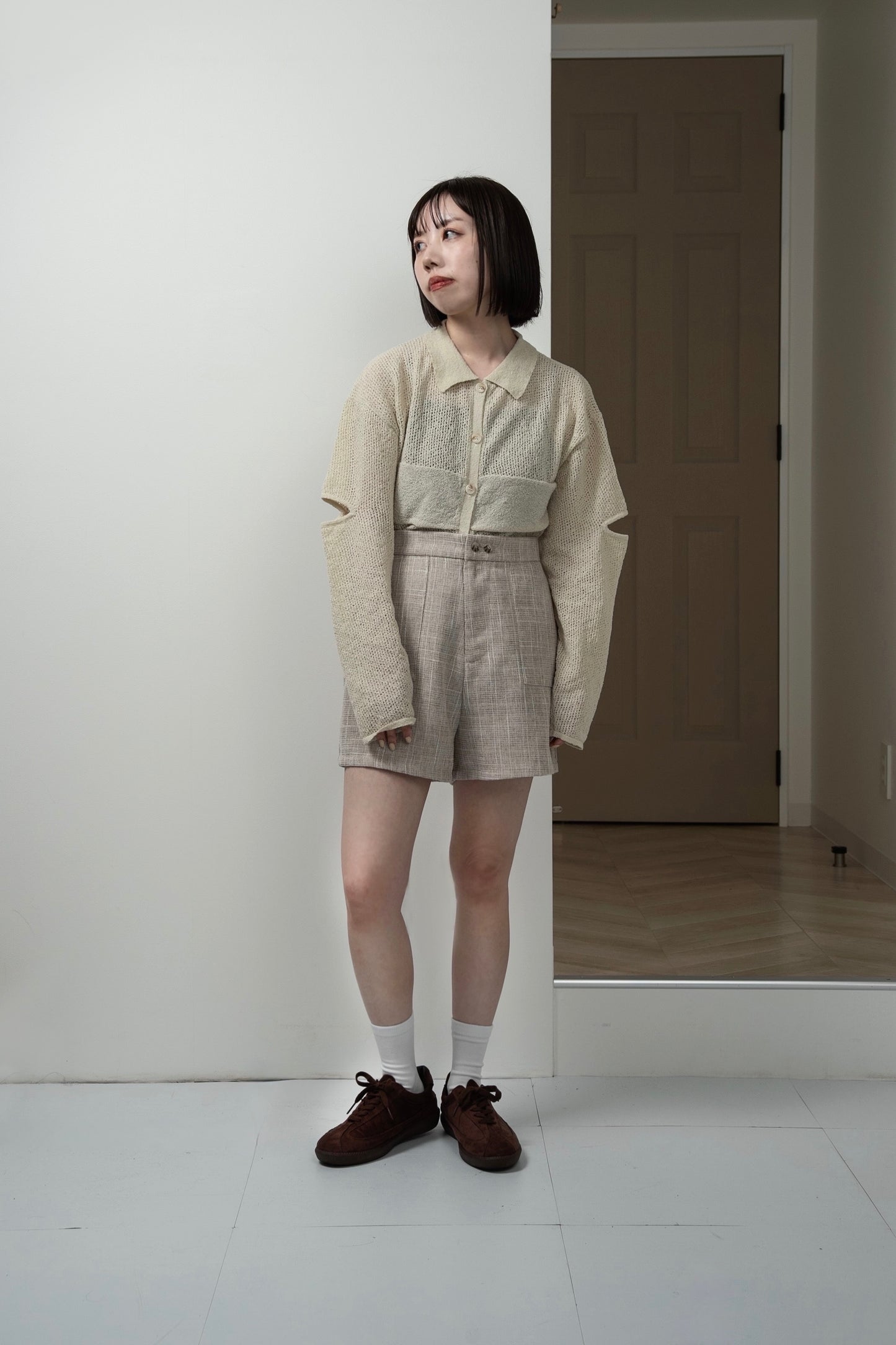 tweed like short pants