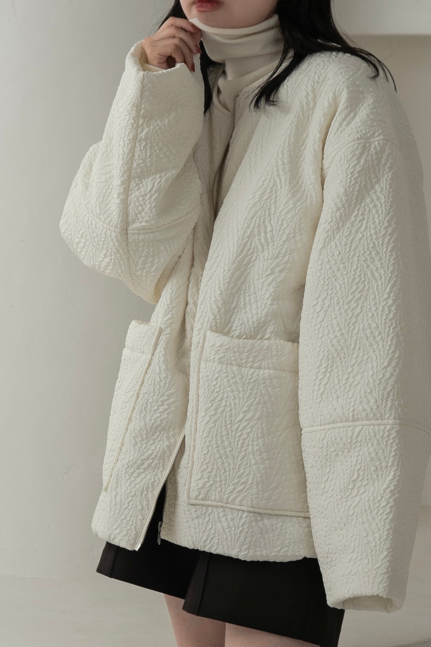 jacquard zip blouson