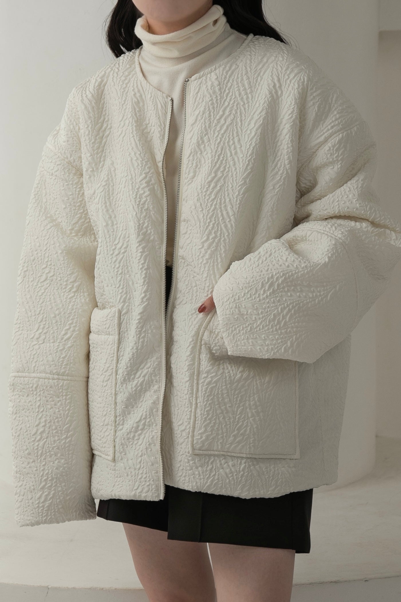jacquard zip blouson