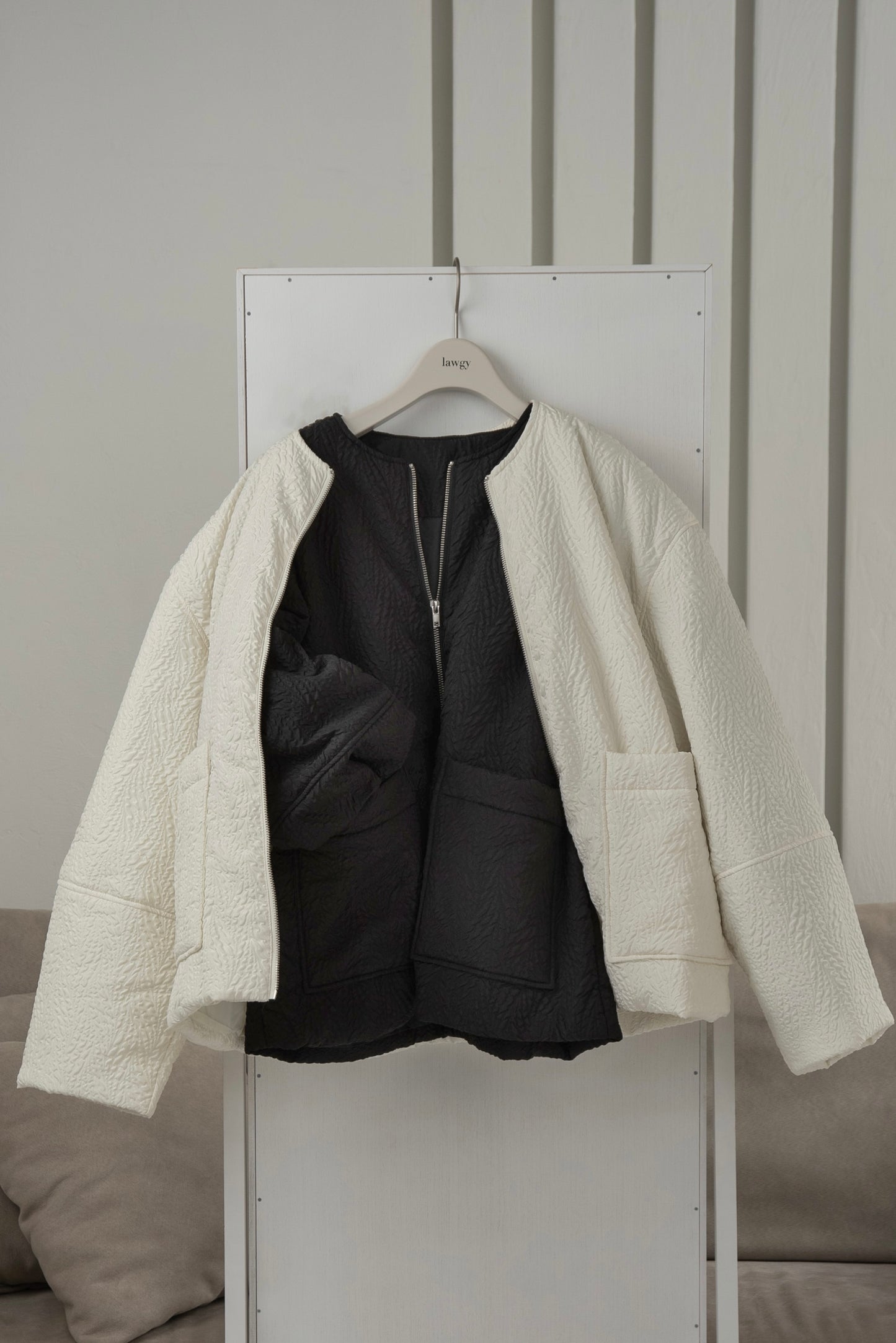 jacquard zip blouson