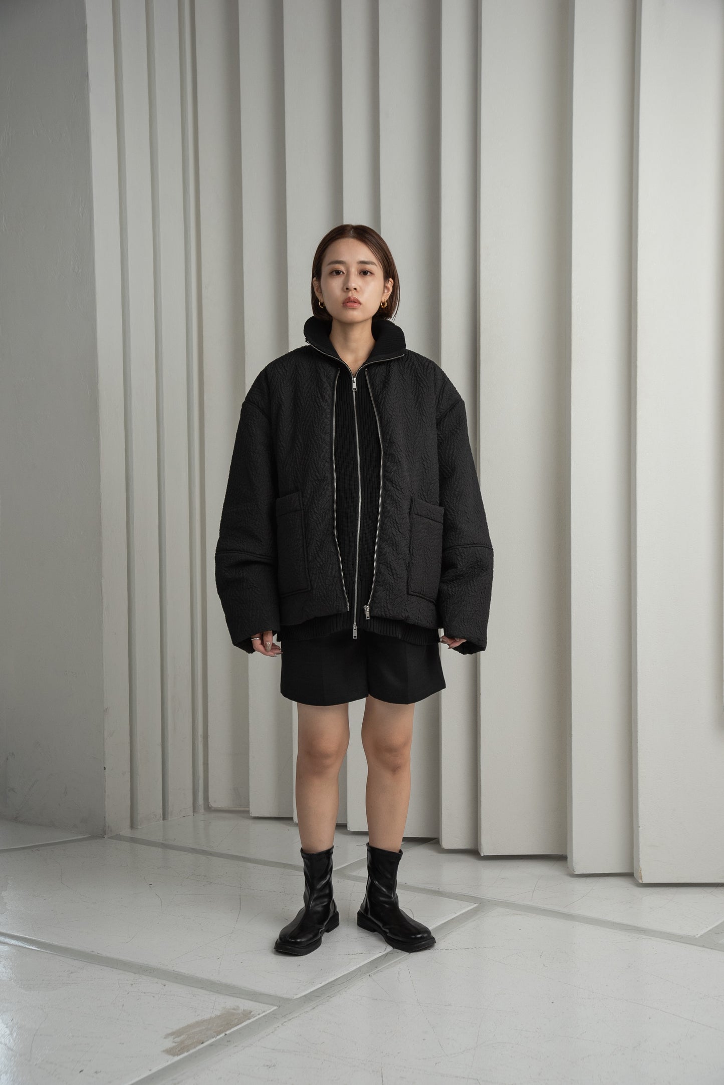 jacquard zip blouson