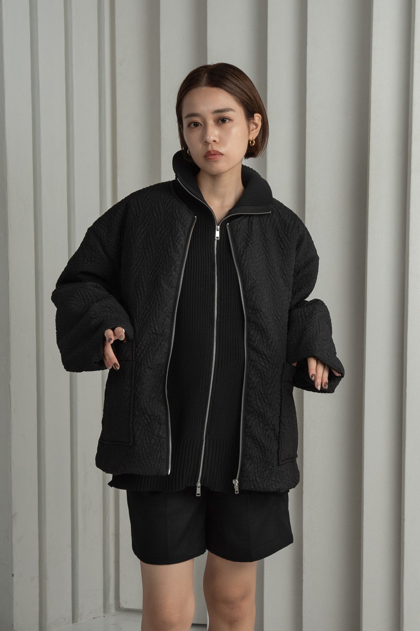 jacquard zip blouson