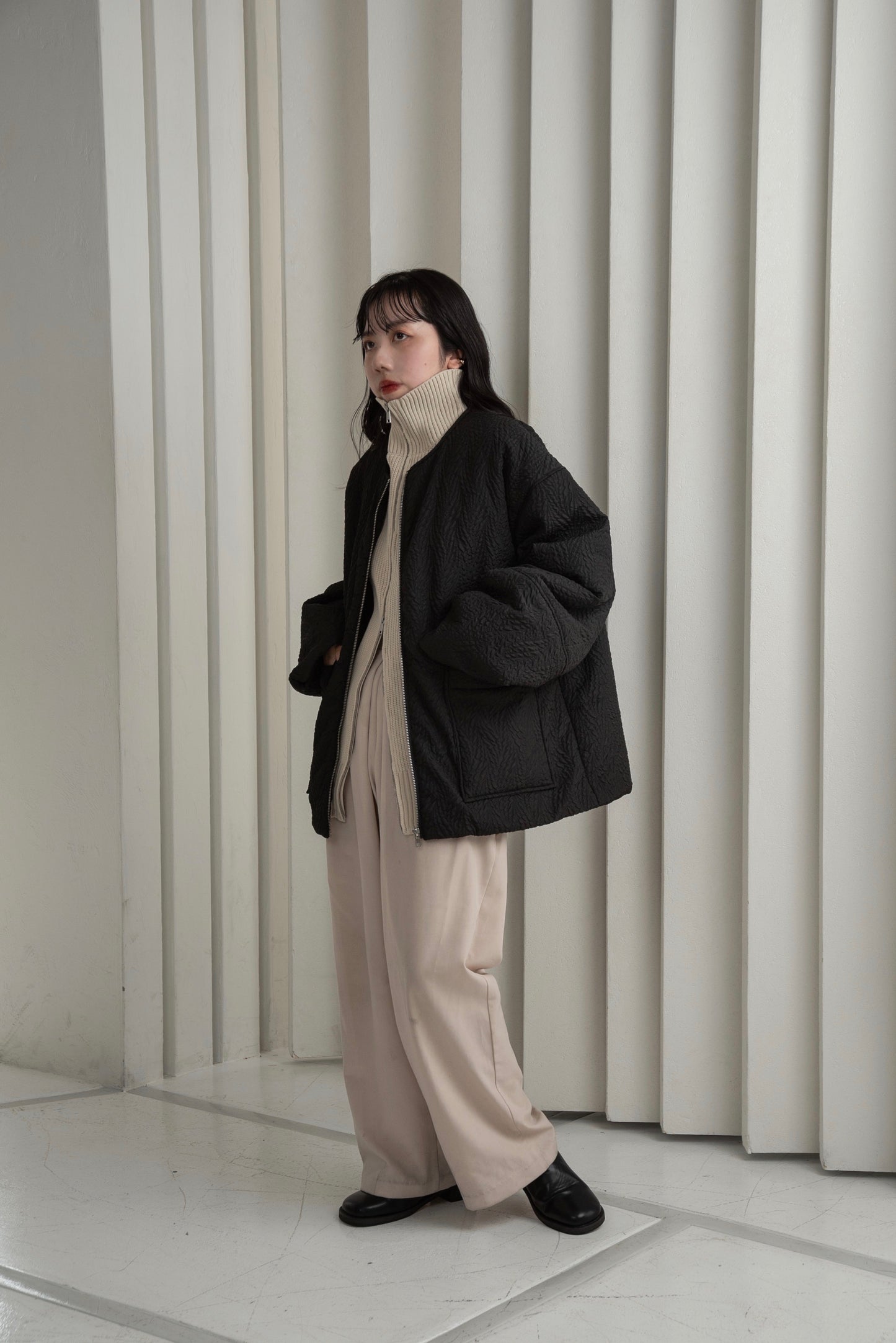 jacquard zip blouson