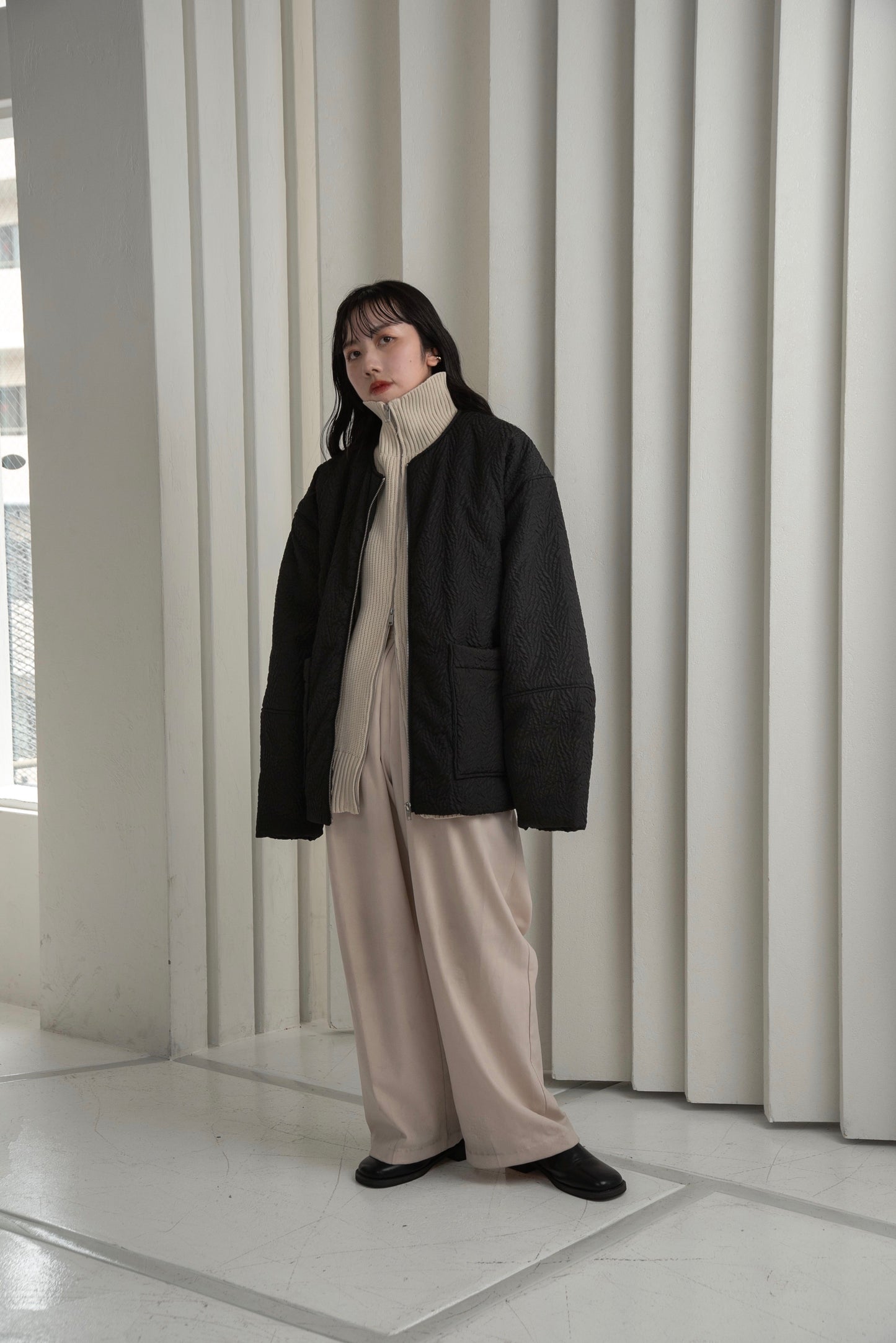 jacquard zip blouson