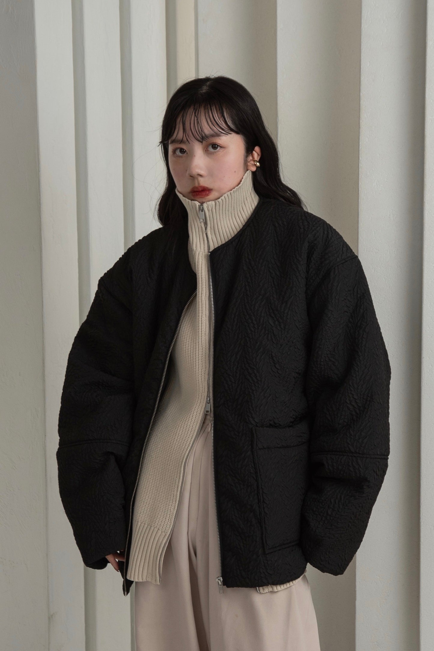 jacquard zip blouson