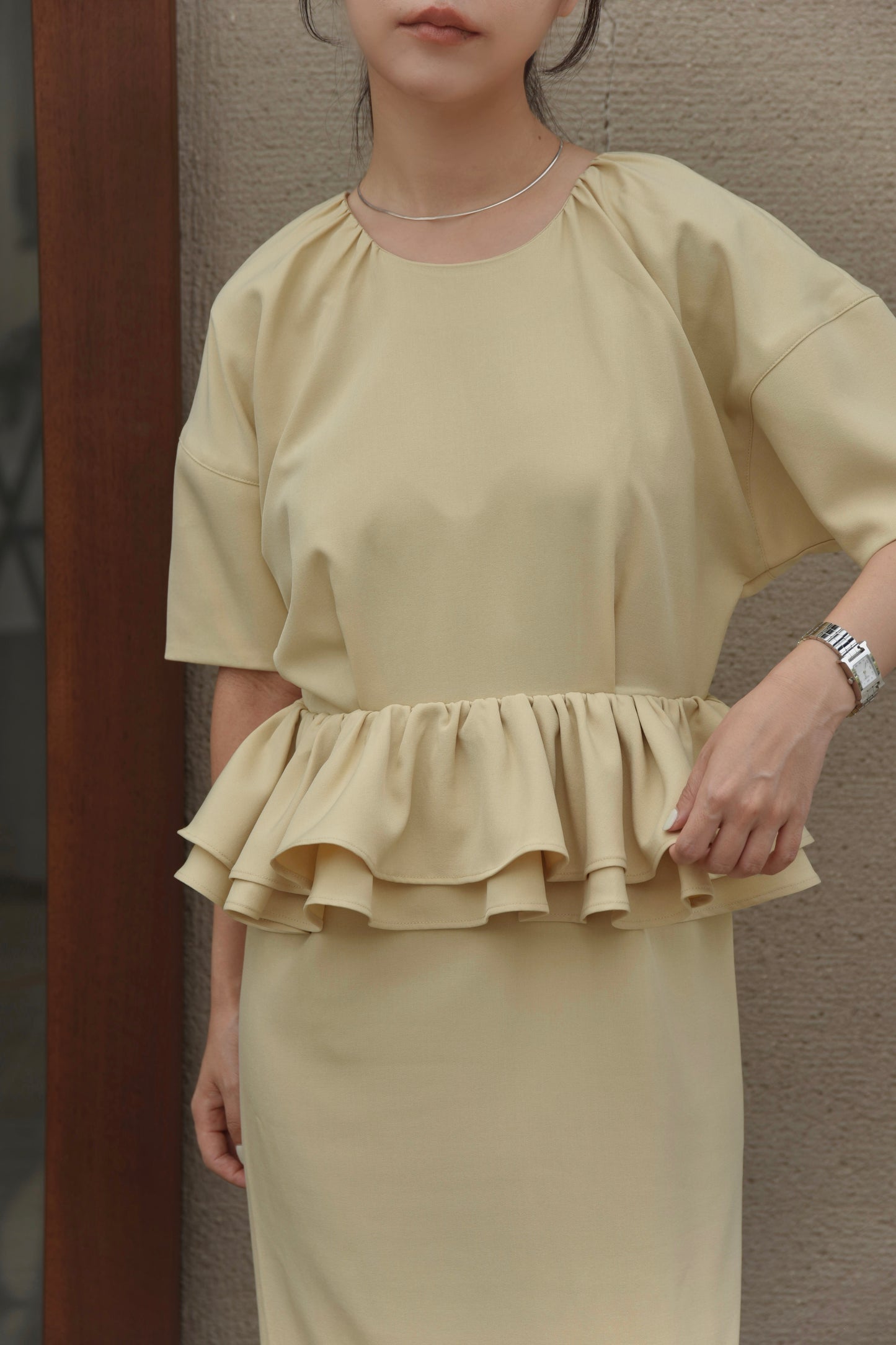 double frill pencil dress