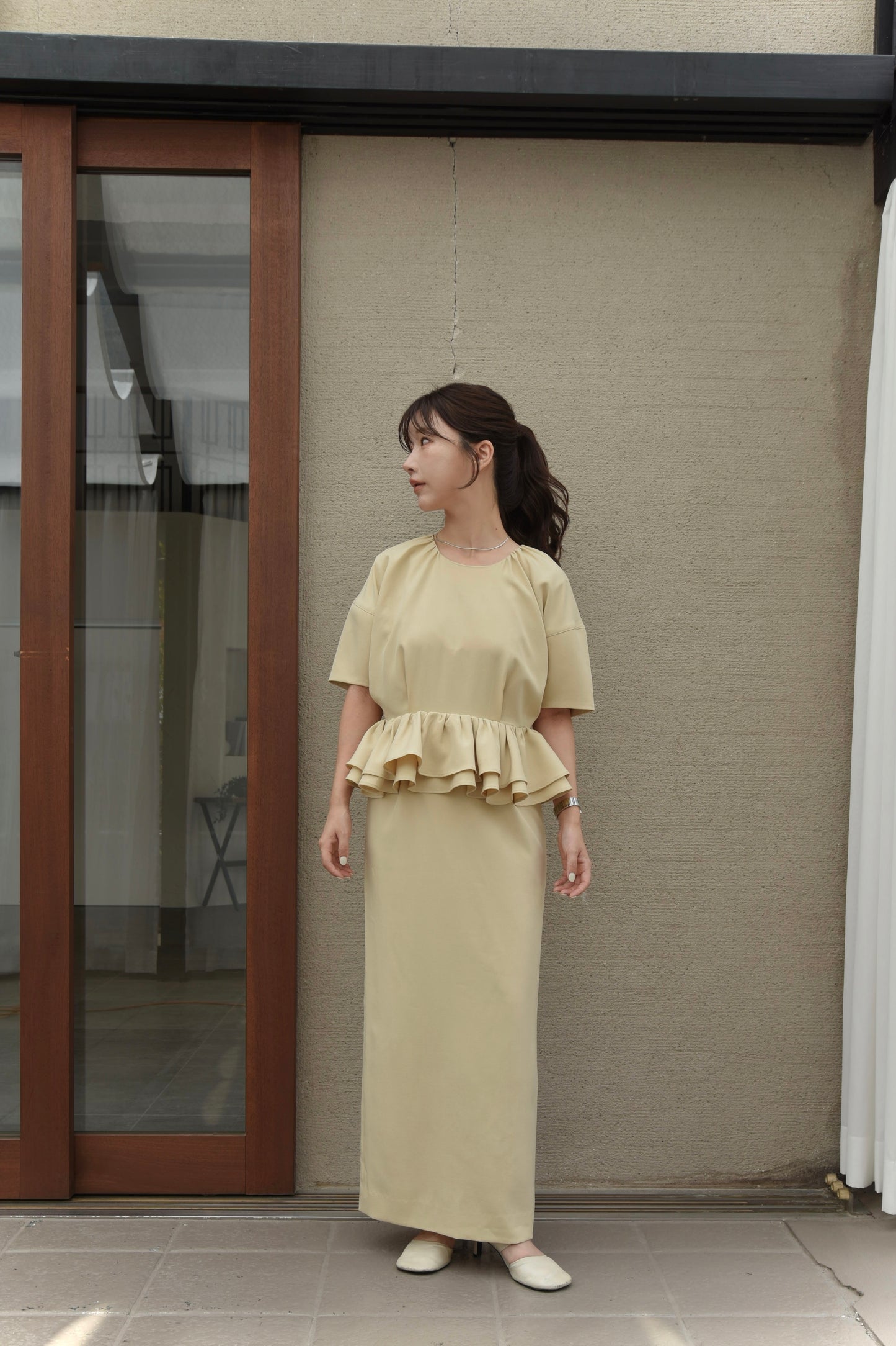 double frill pencil dress