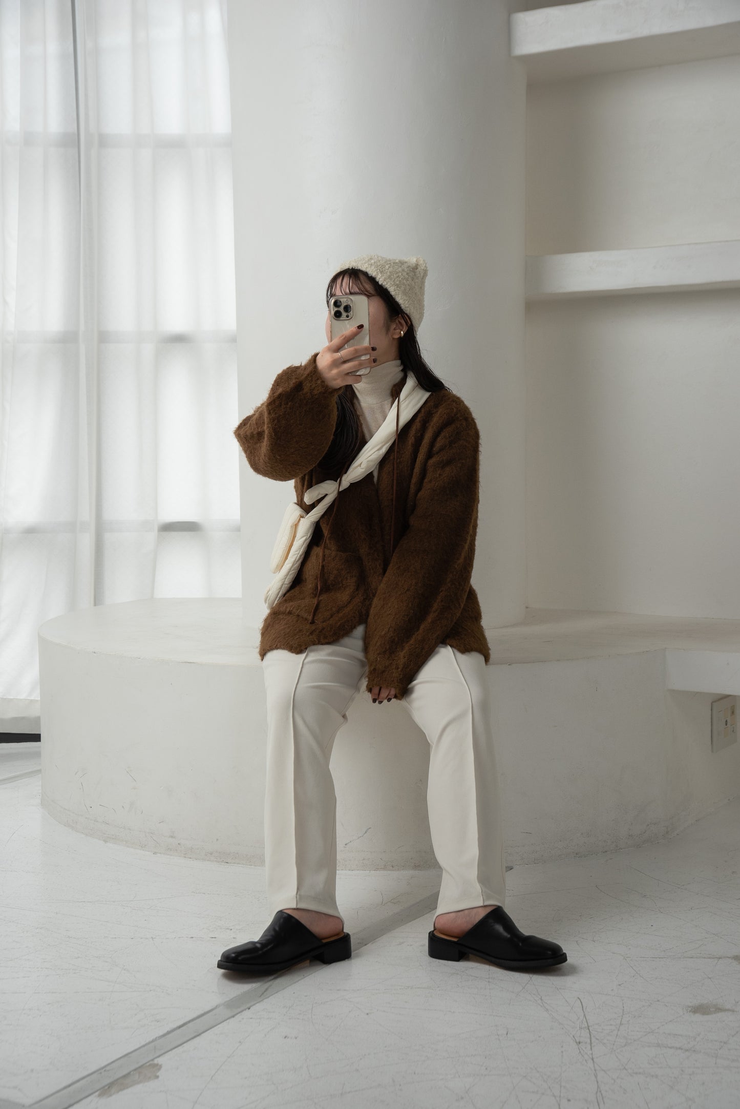 fluffy knit cap
