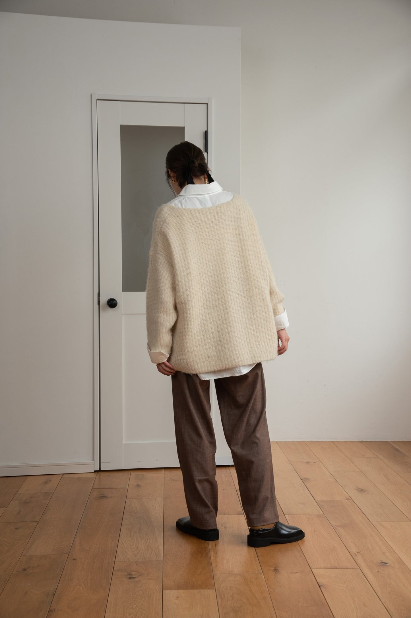 shaggy deep v neck knit