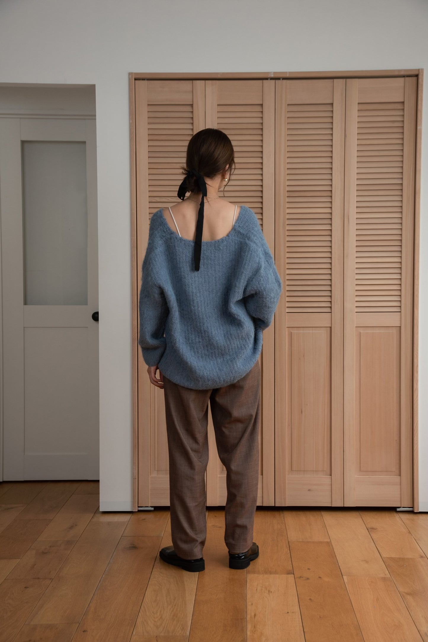 shaggy deep v neck knit