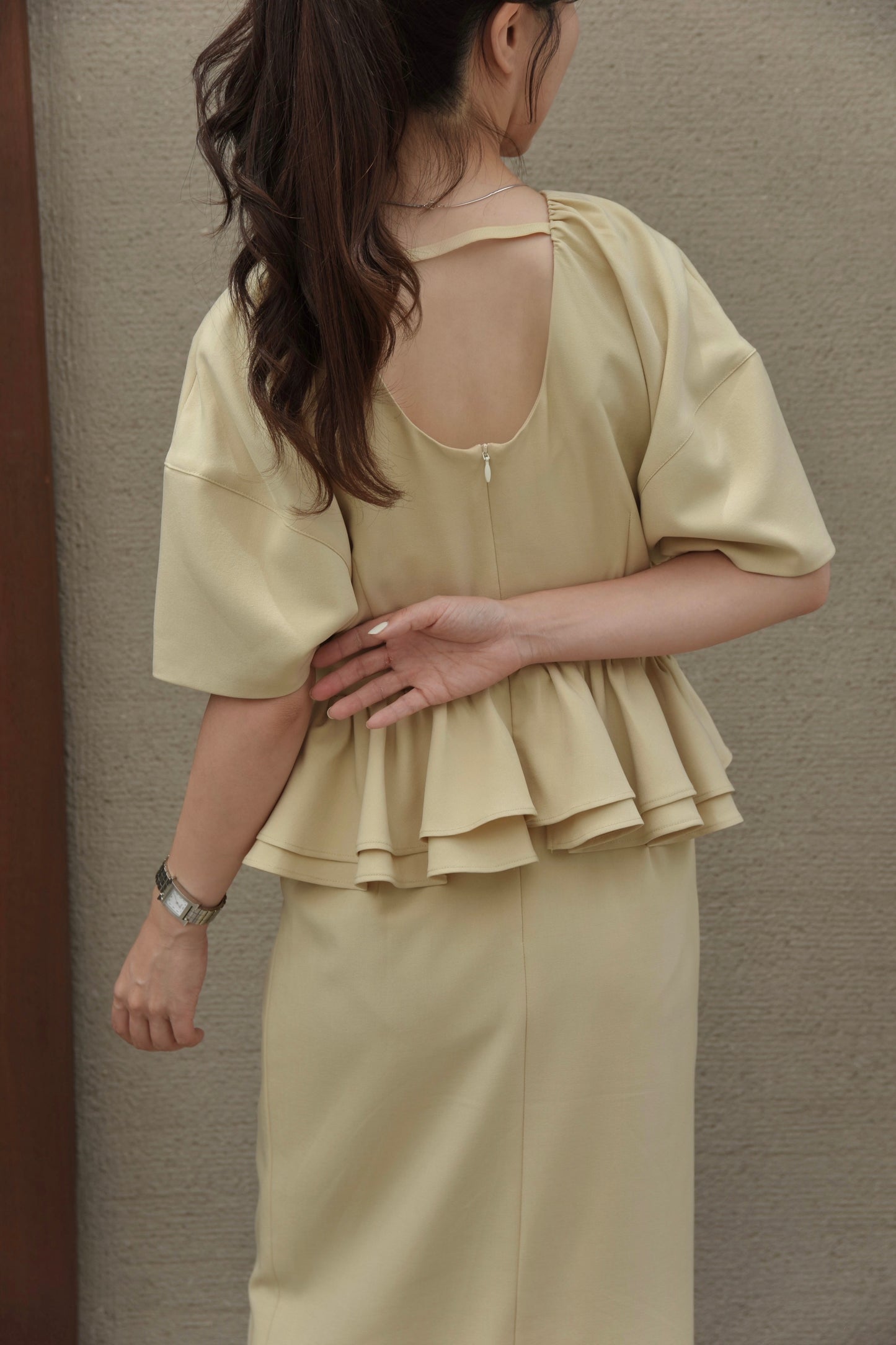double frill pencil dress