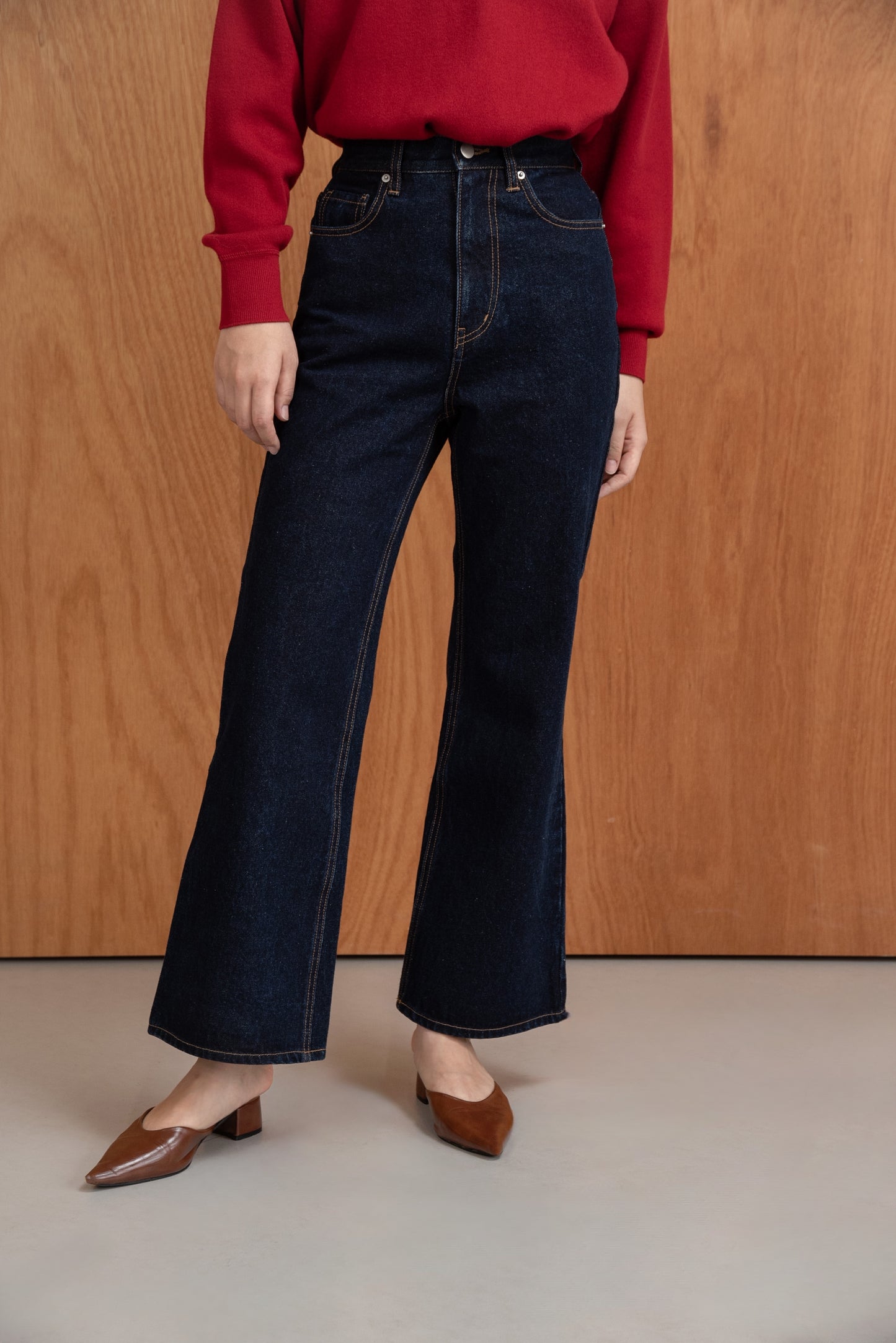 semi flare silhouette denim【I_am × kimina】