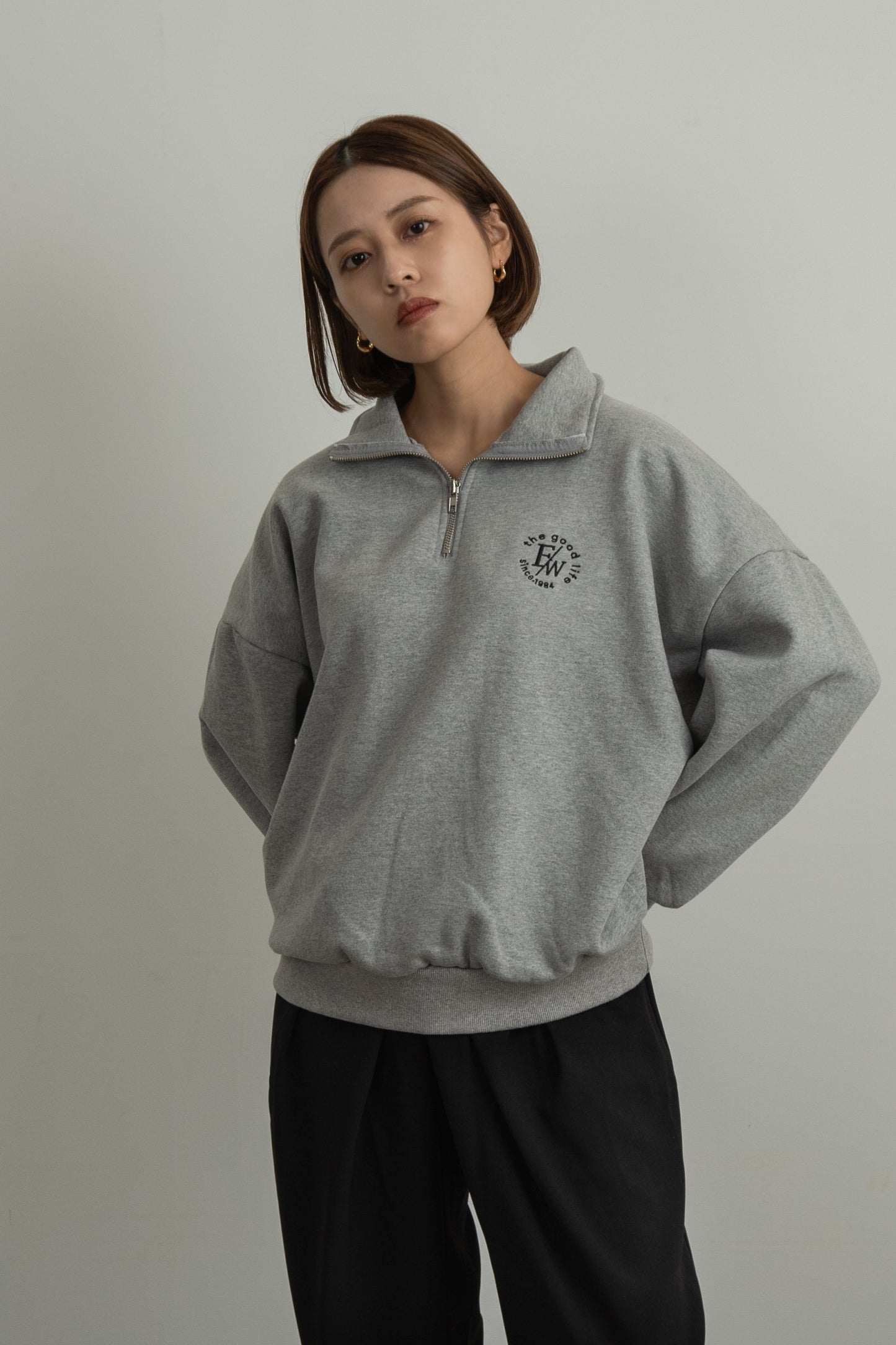 half zip loose sweat