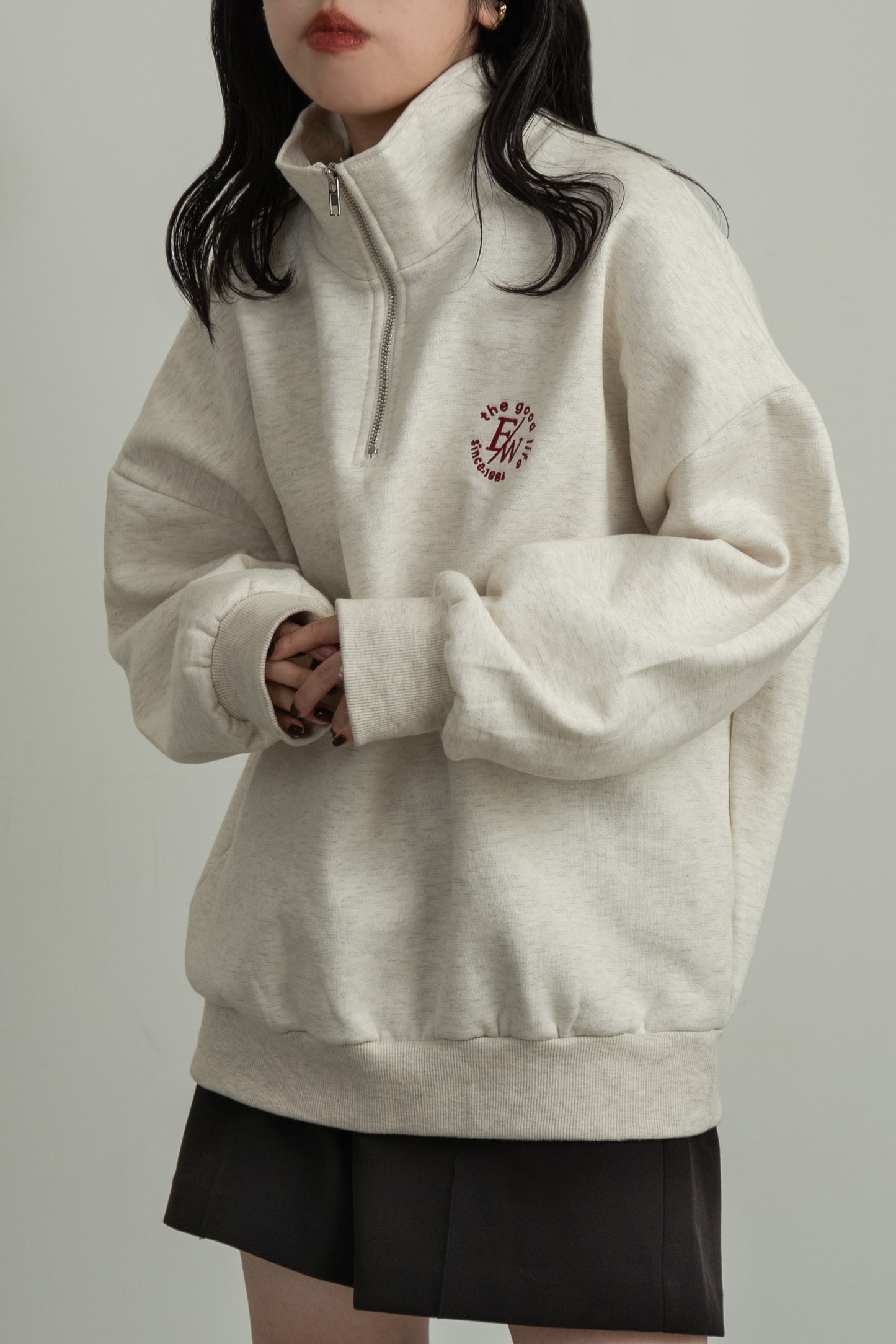 half zip loose sweat