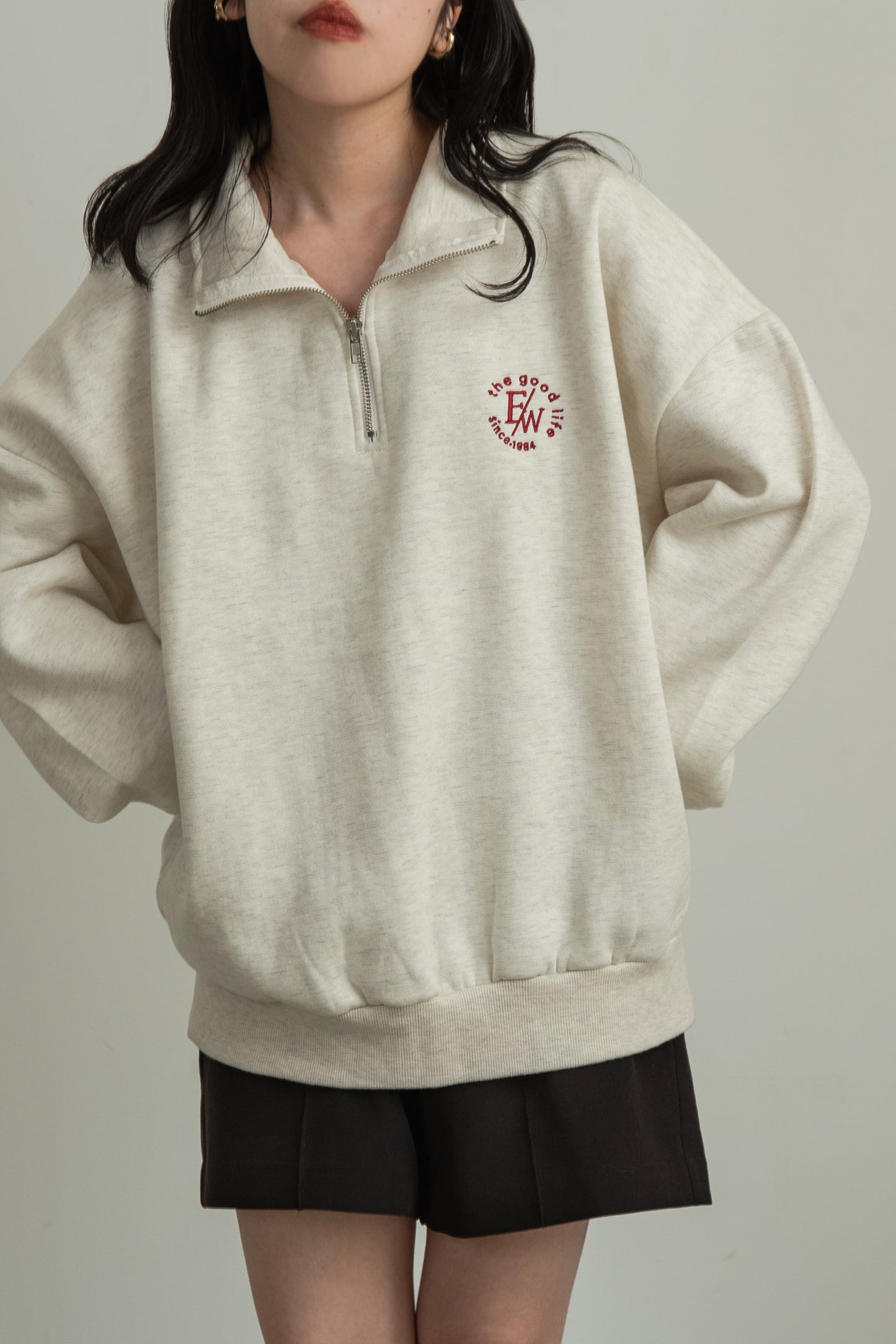 half zip loose sweat