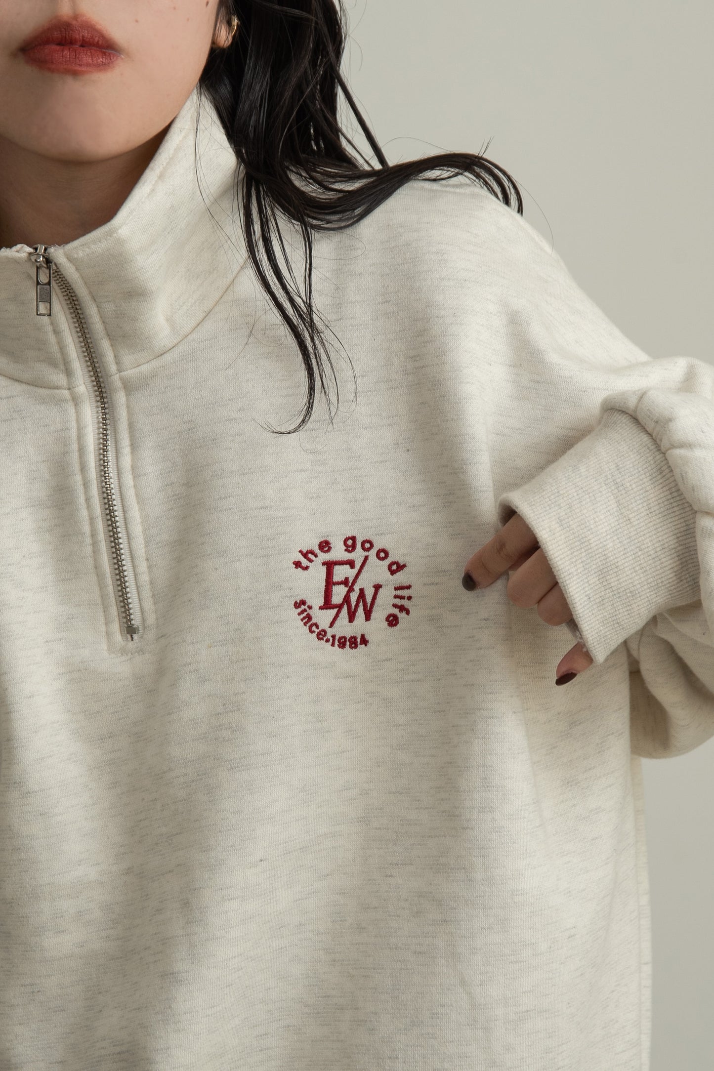 half zip loose sweat