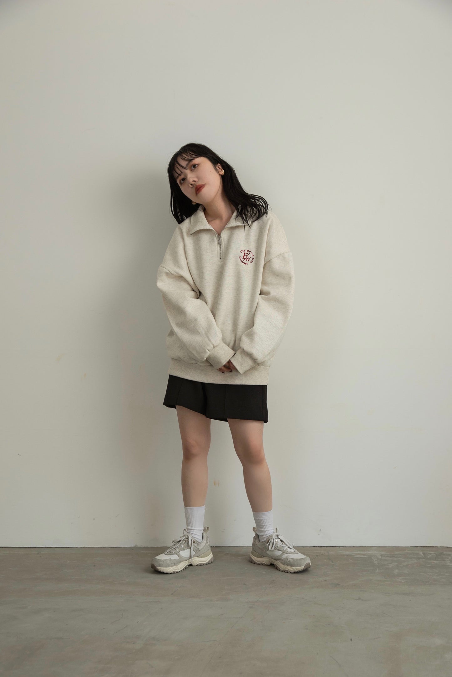 half zip loose sweat