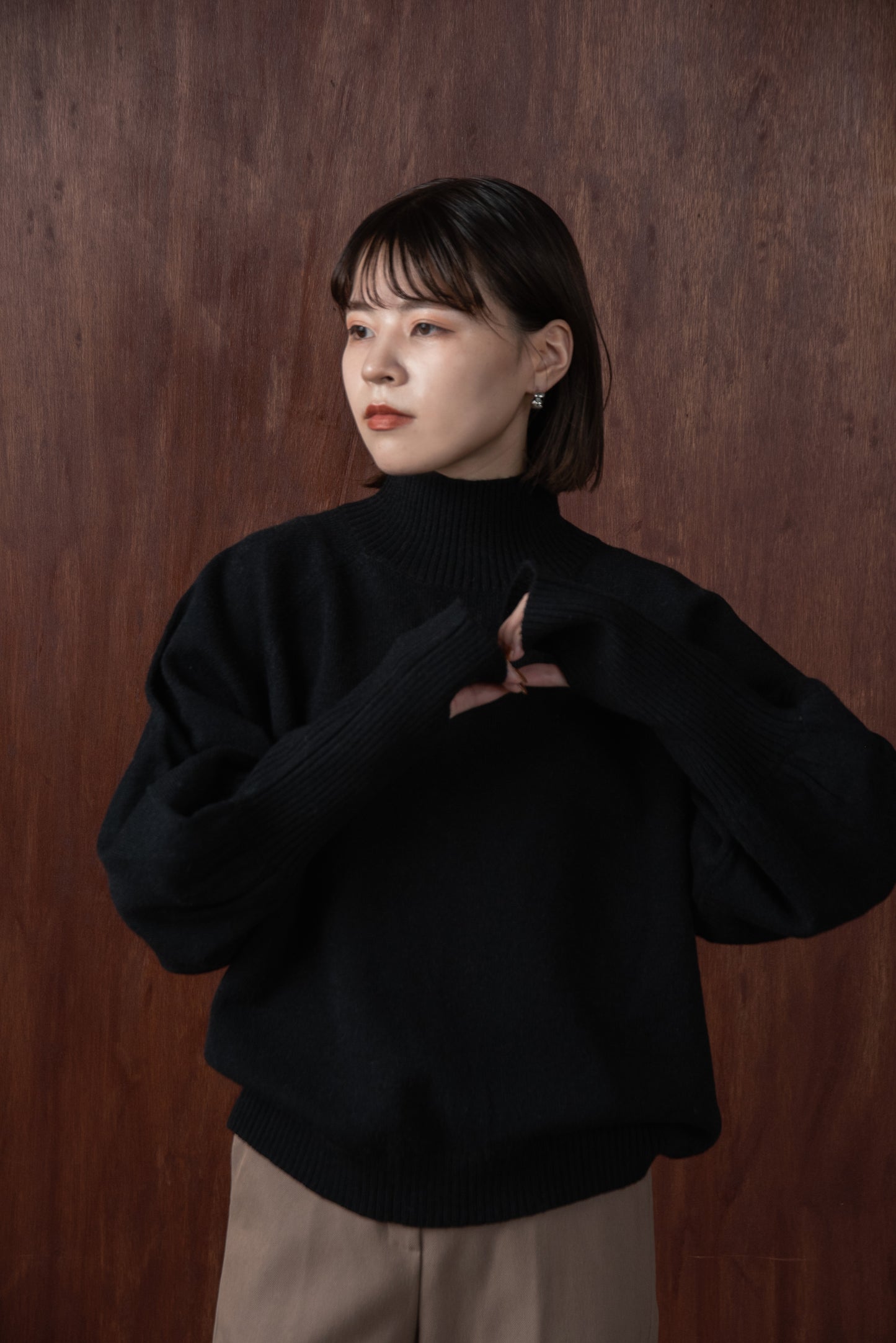 alpaca touch volume sleeve knit