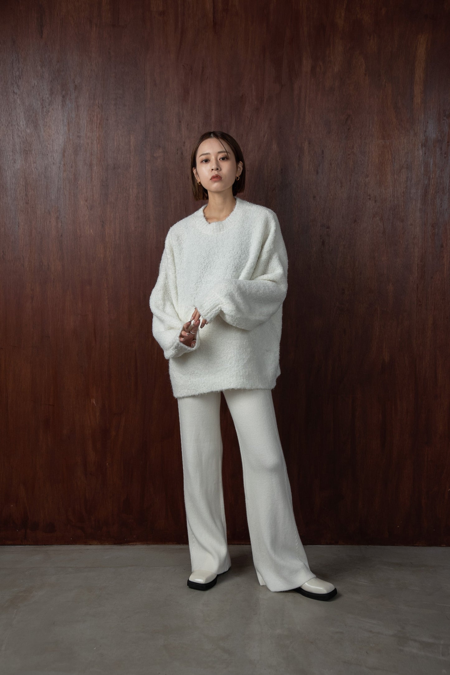 boucle crew neck pullover