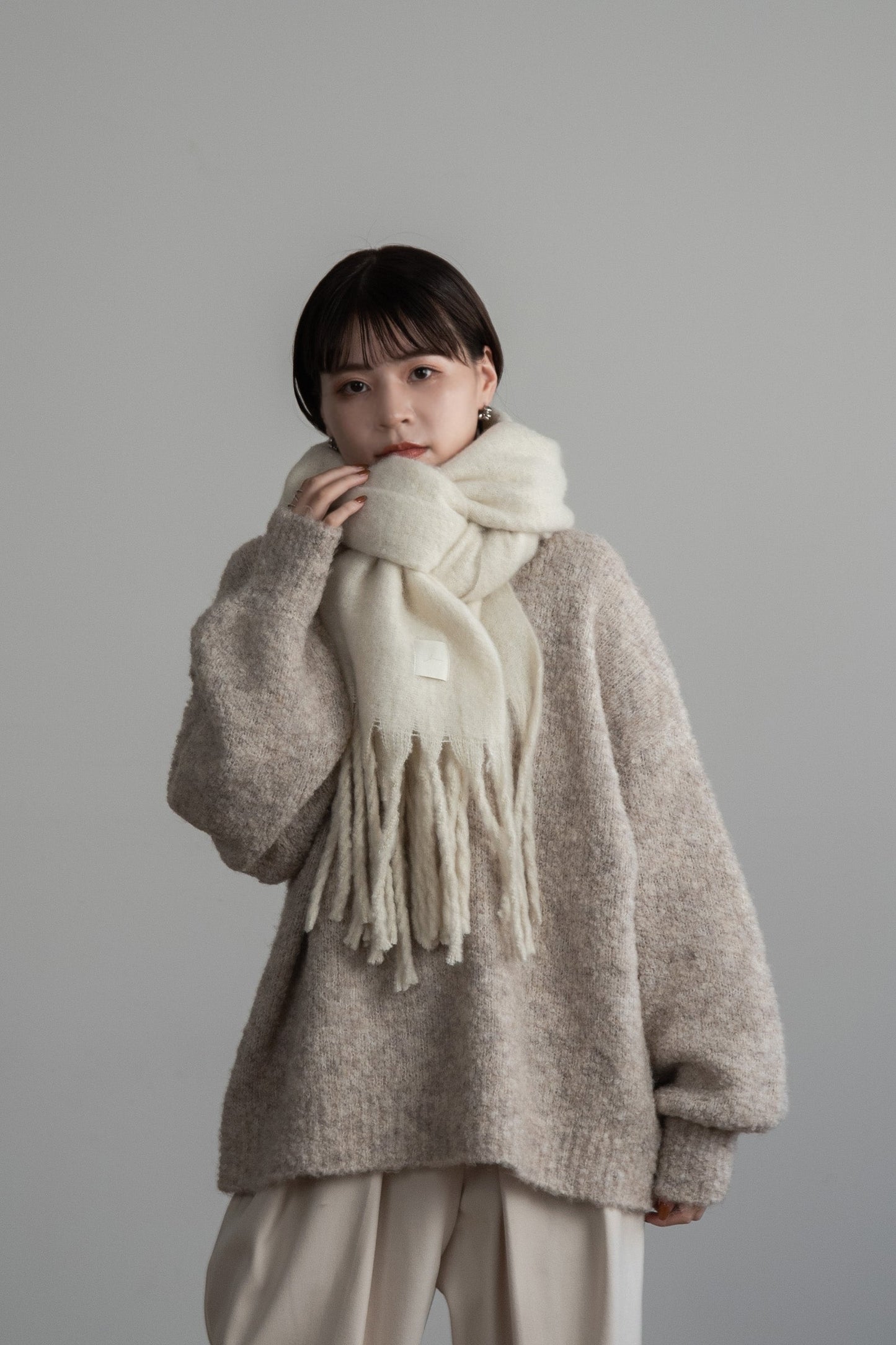 boucle crew neck pullover