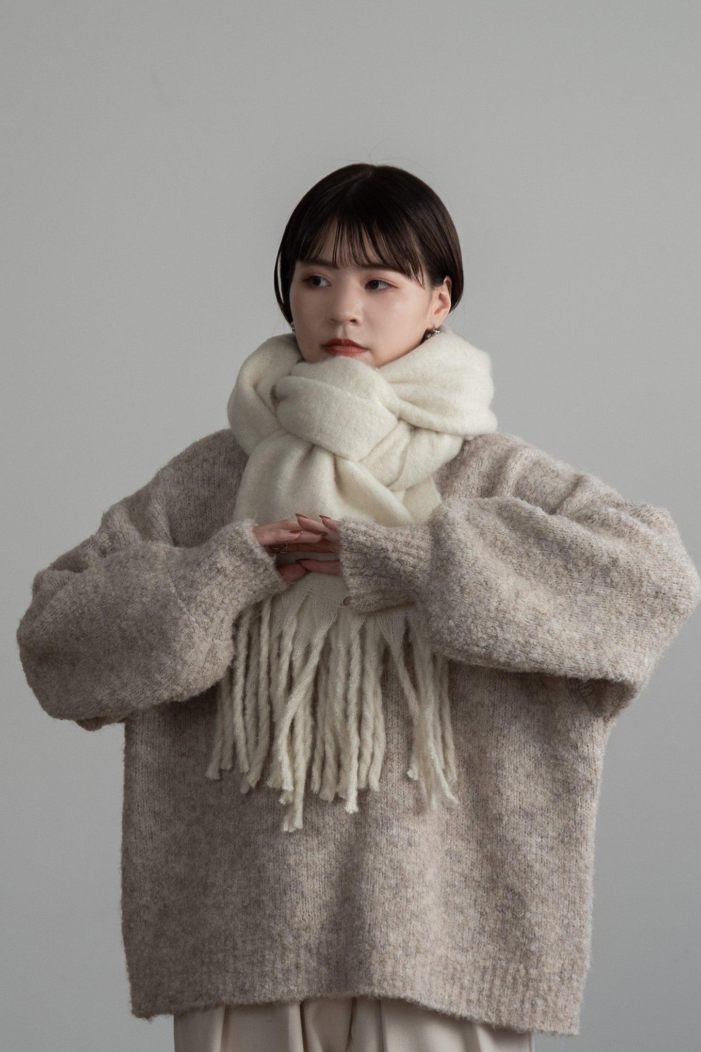 boucle crew neck pullover