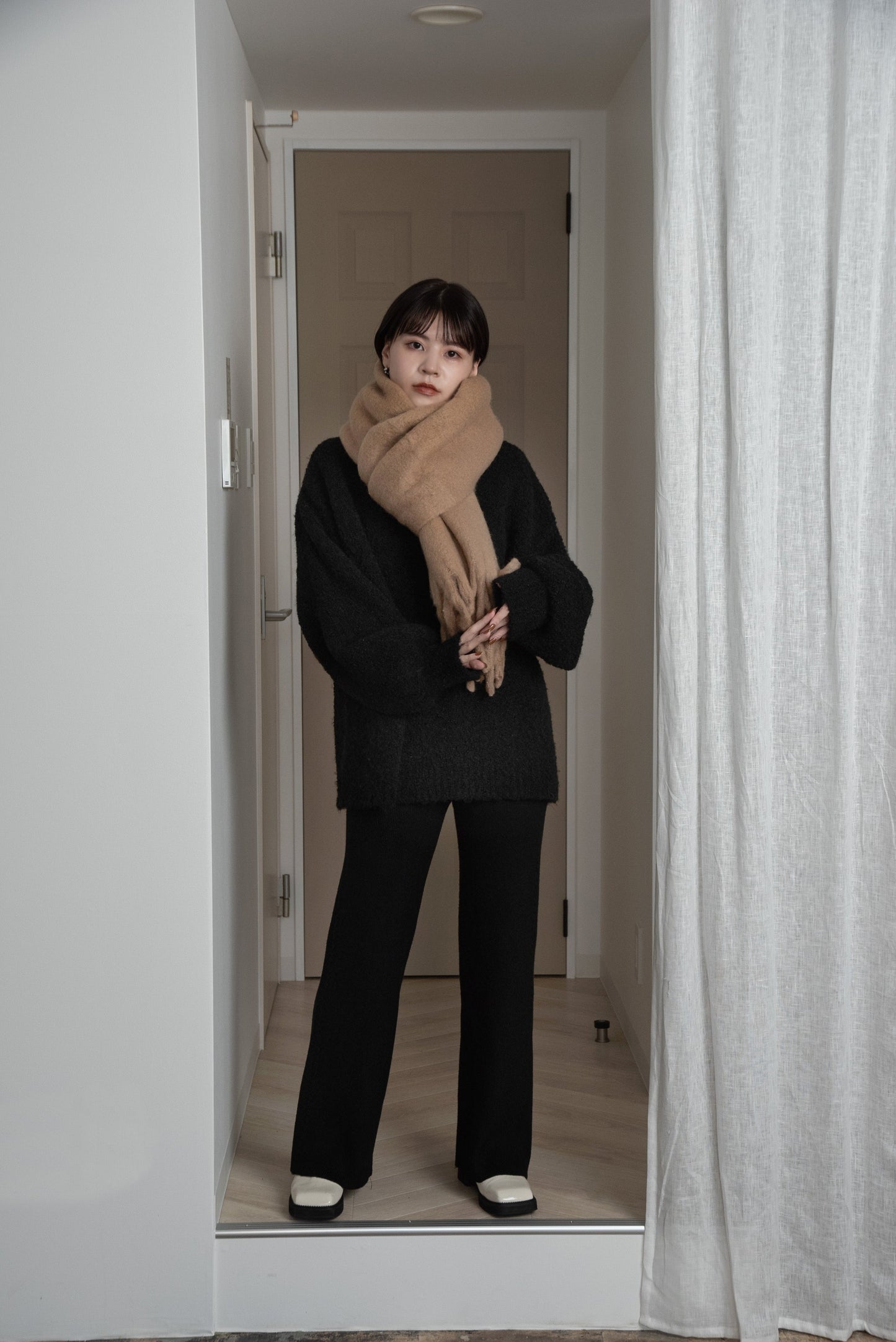 boucle crew neck pullover