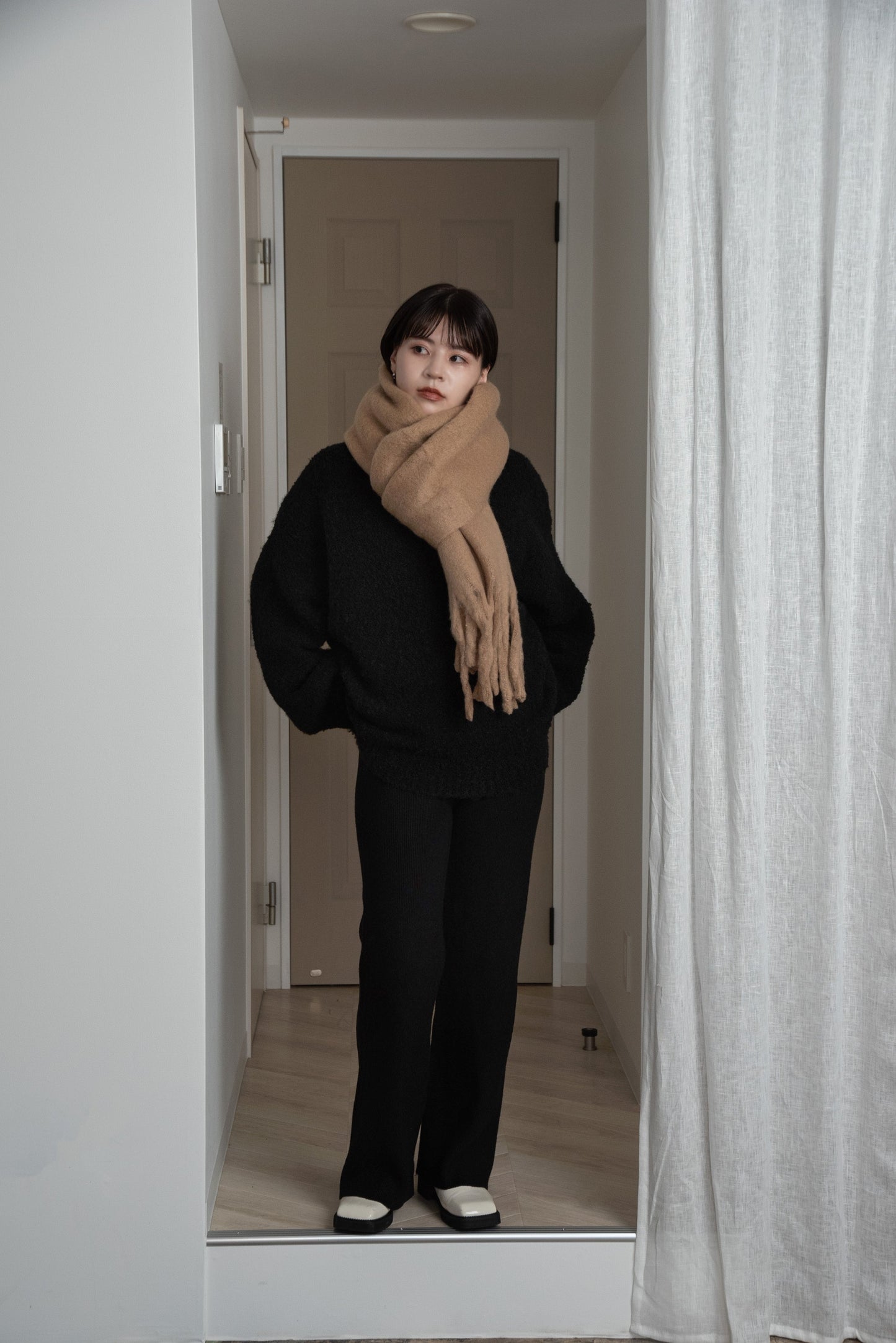 boucle crew neck pullover