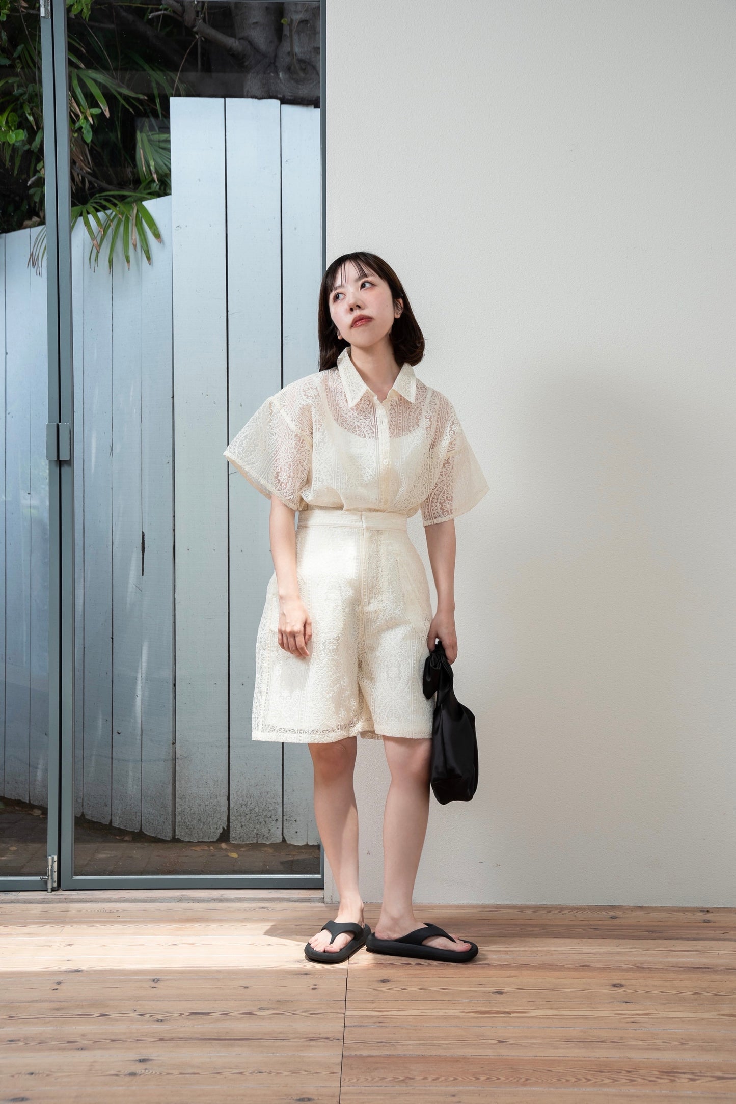 lace sheer short pants