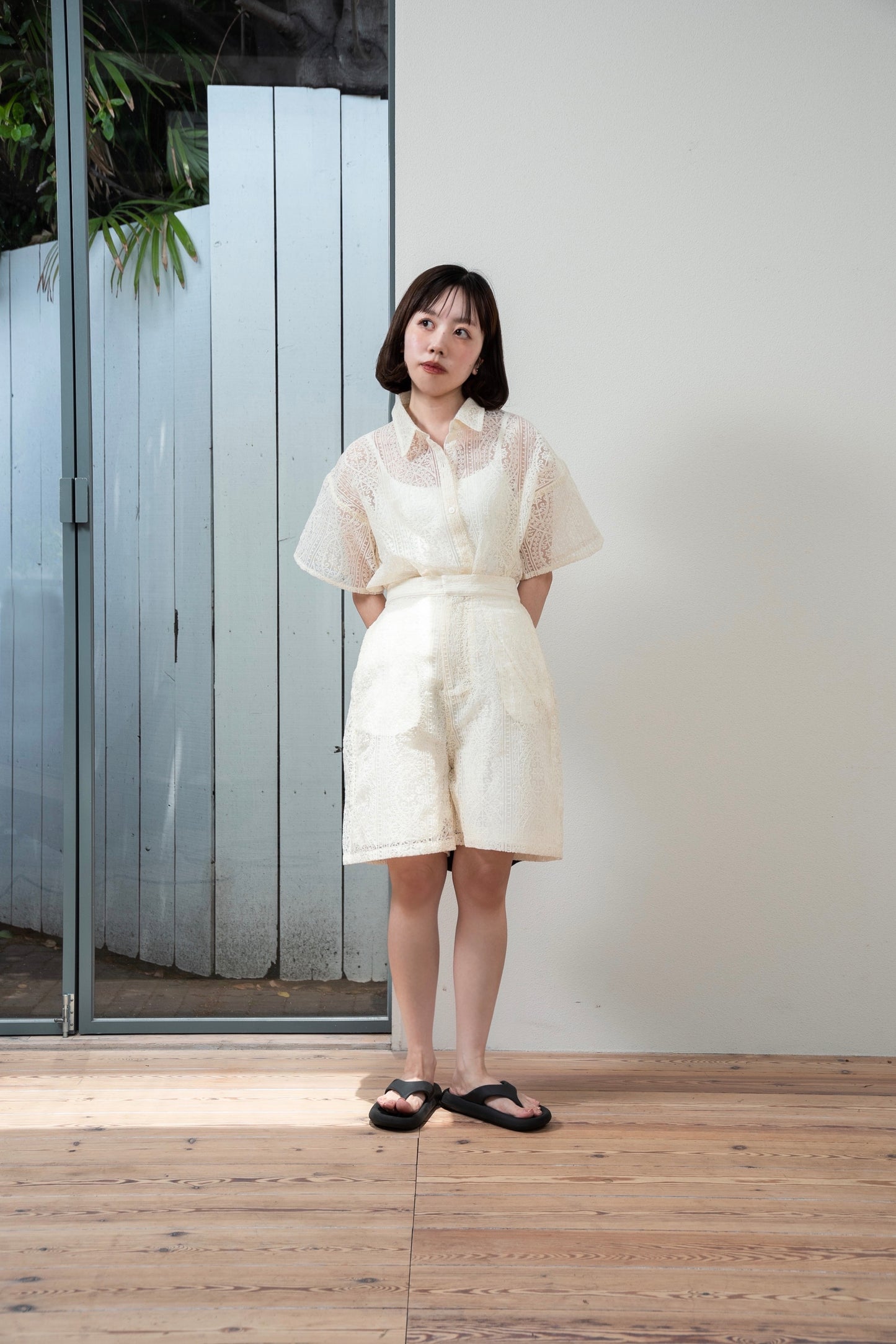 lace sheer short pants