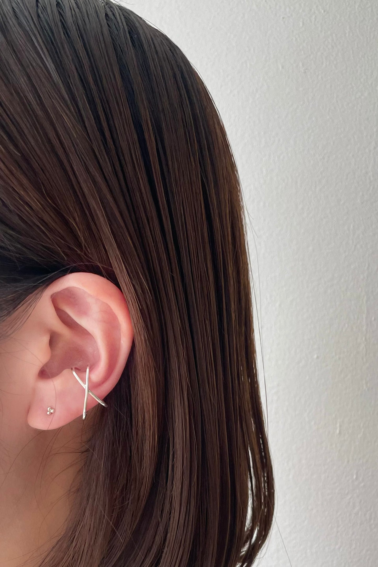 cross line ear cuff【Silver】