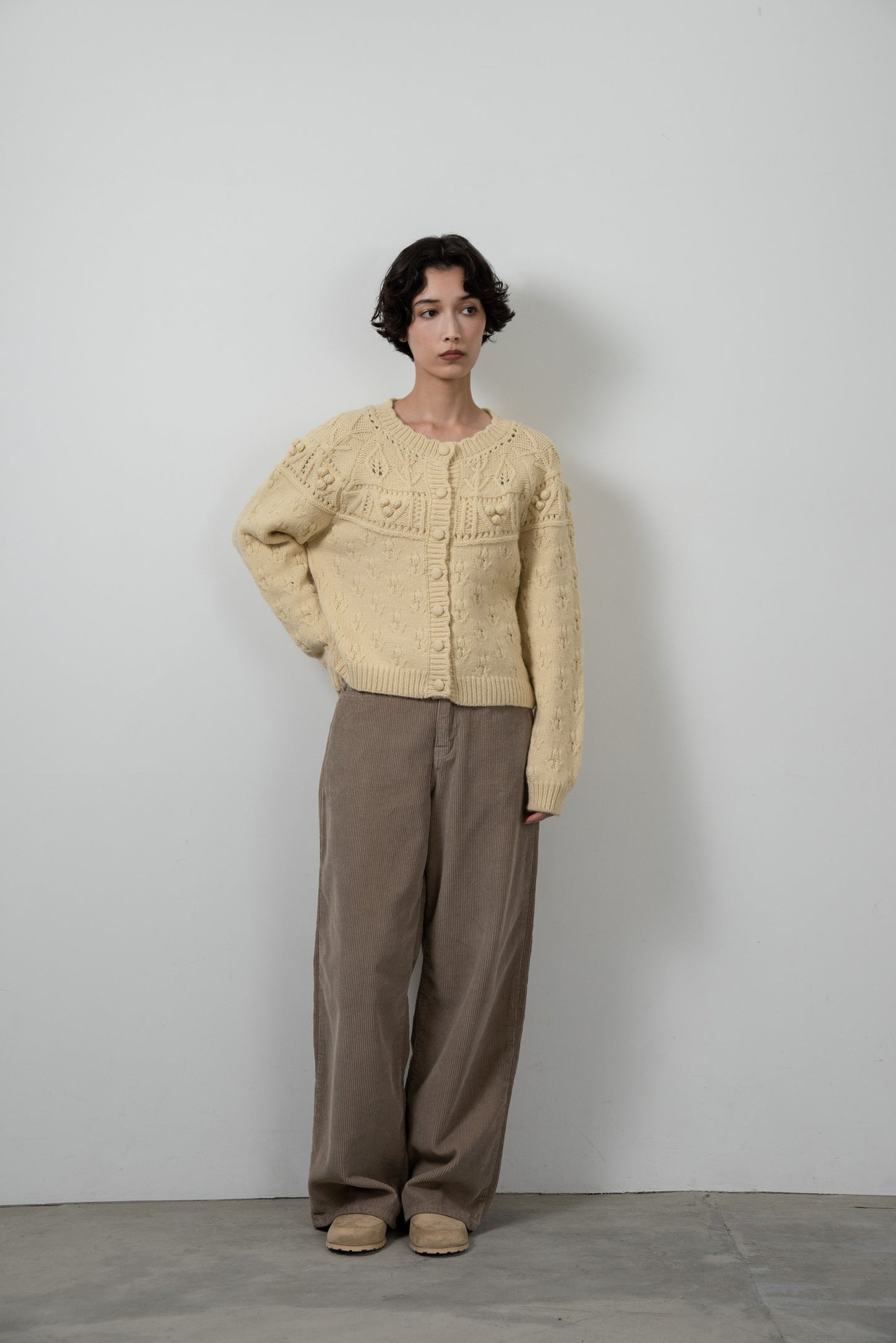 scallop collar cardigan