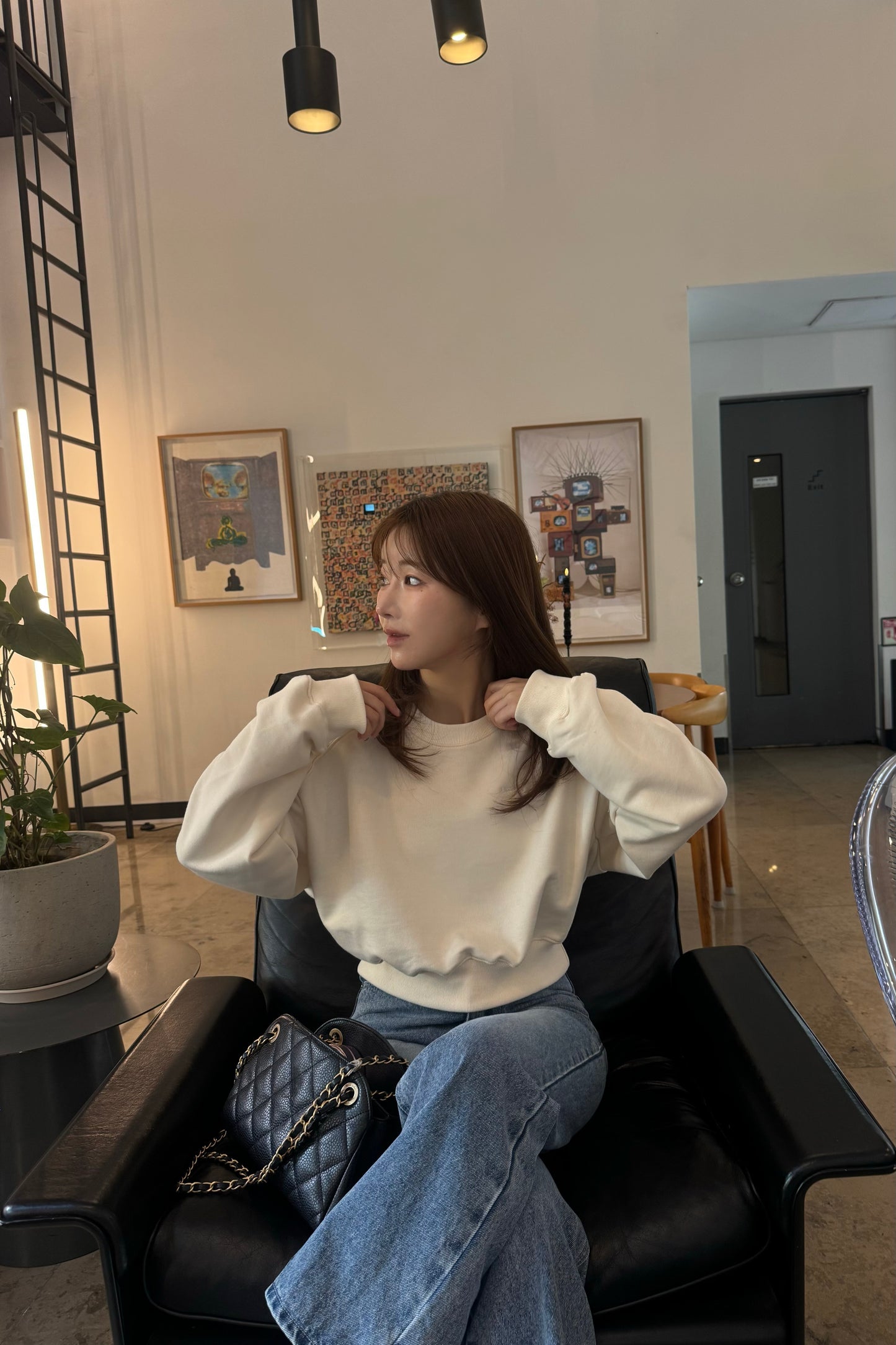 collab embroidered logo sweat (short)【I_am × kimina】