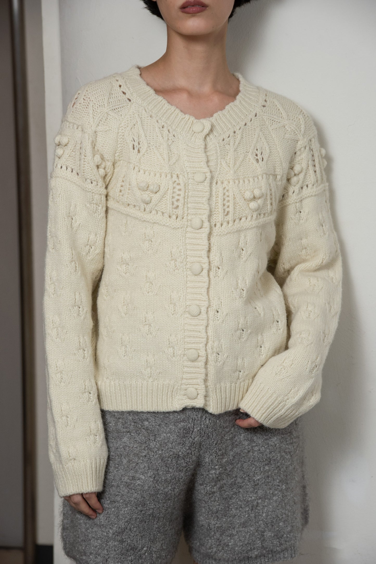 scallop collar cardigan