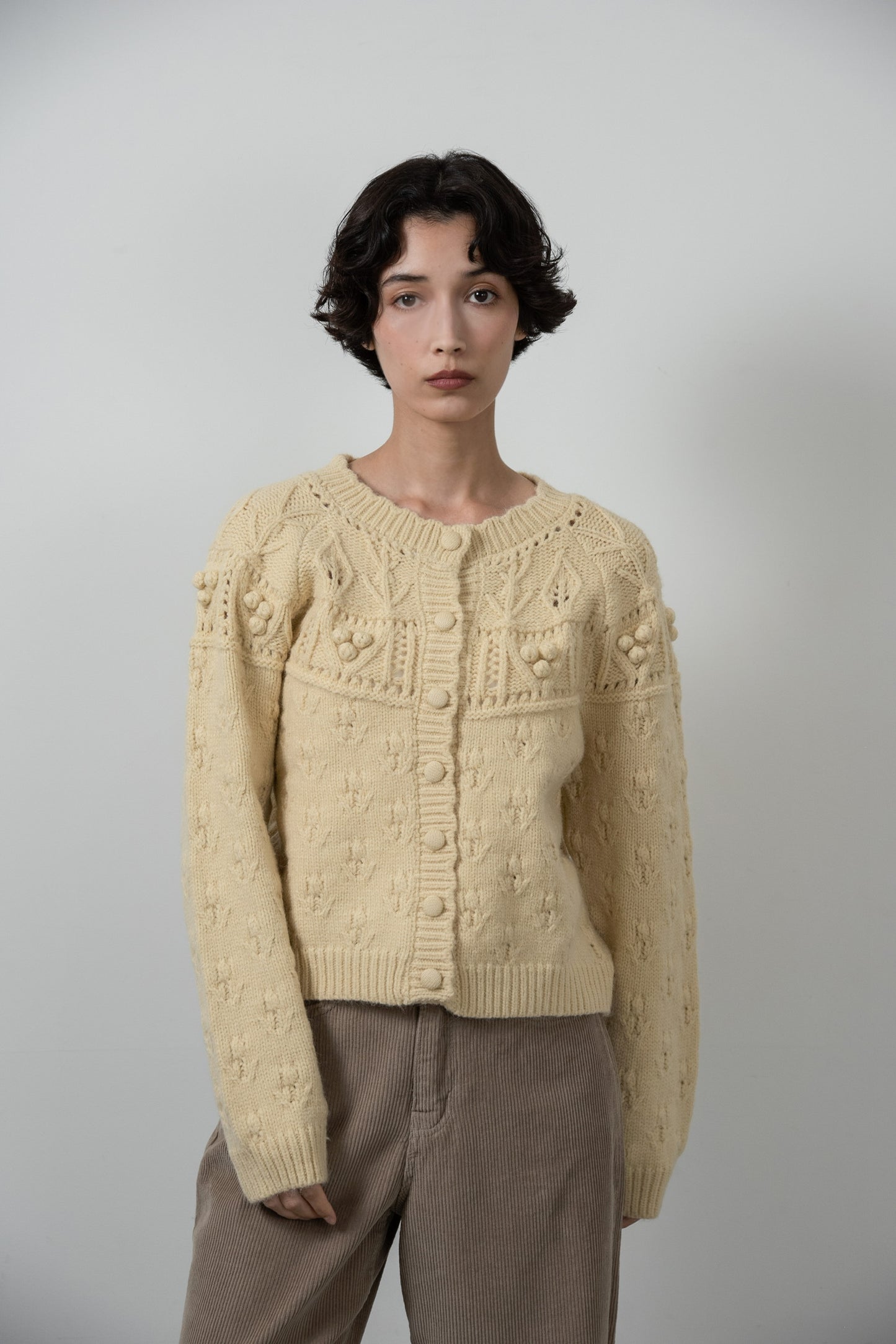 scallop collar cardigan