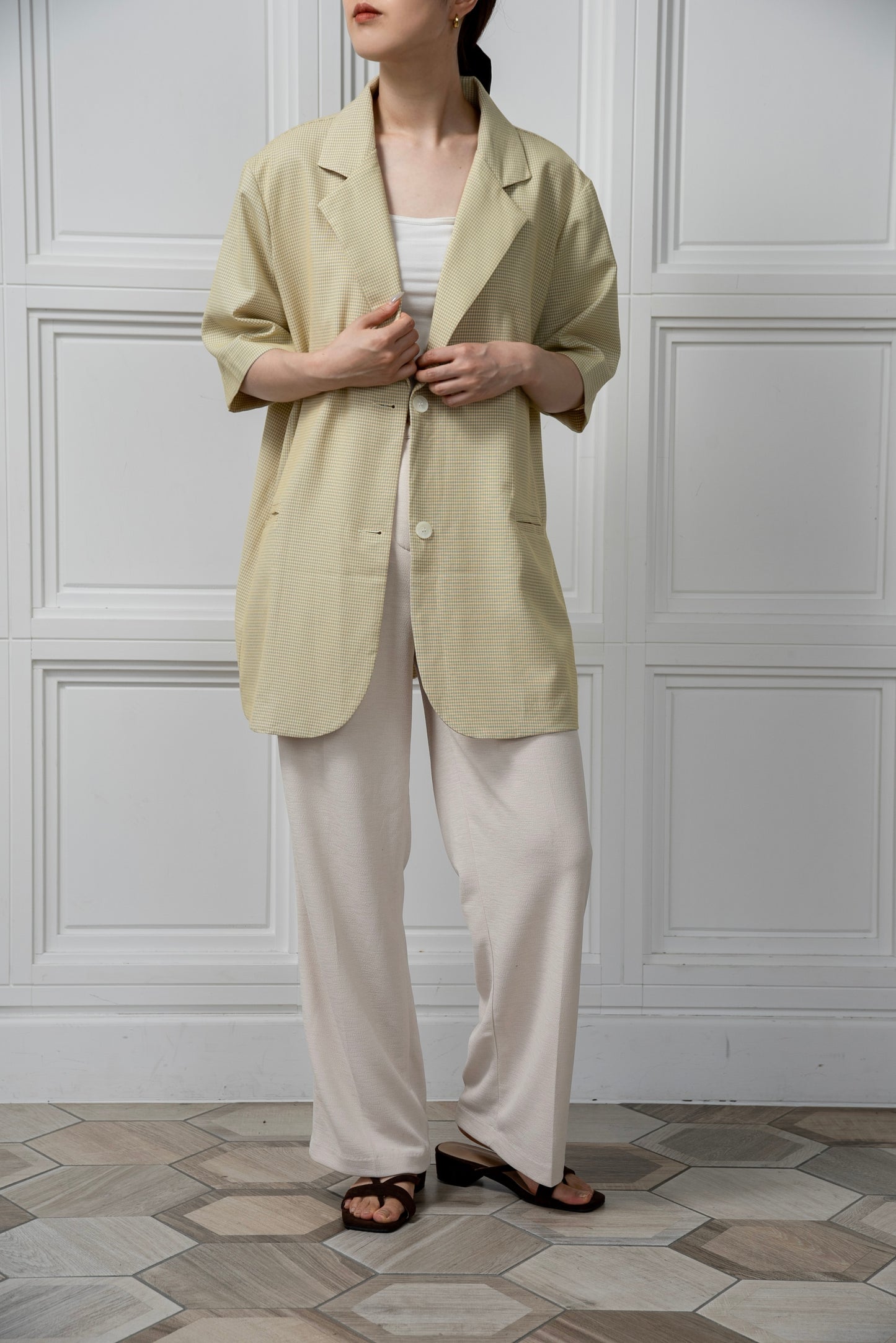 over size nuance check jacket