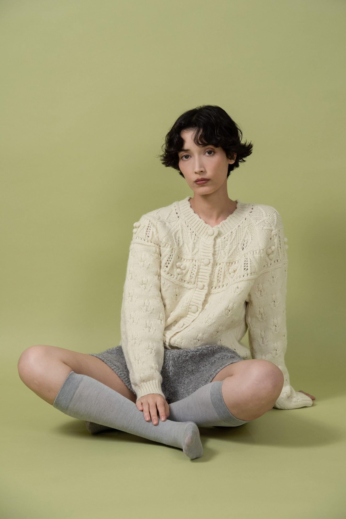 scallop collar cardigan