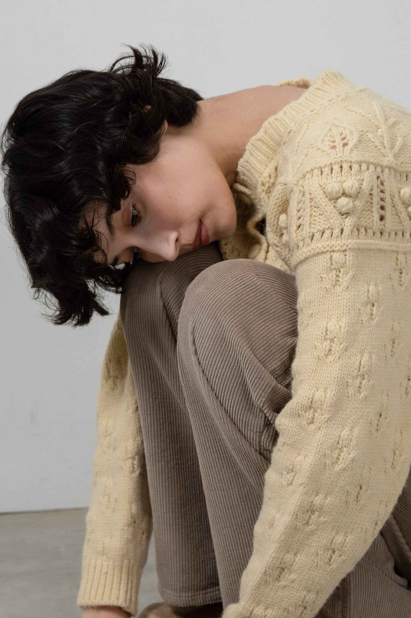 scallop collar cardigan