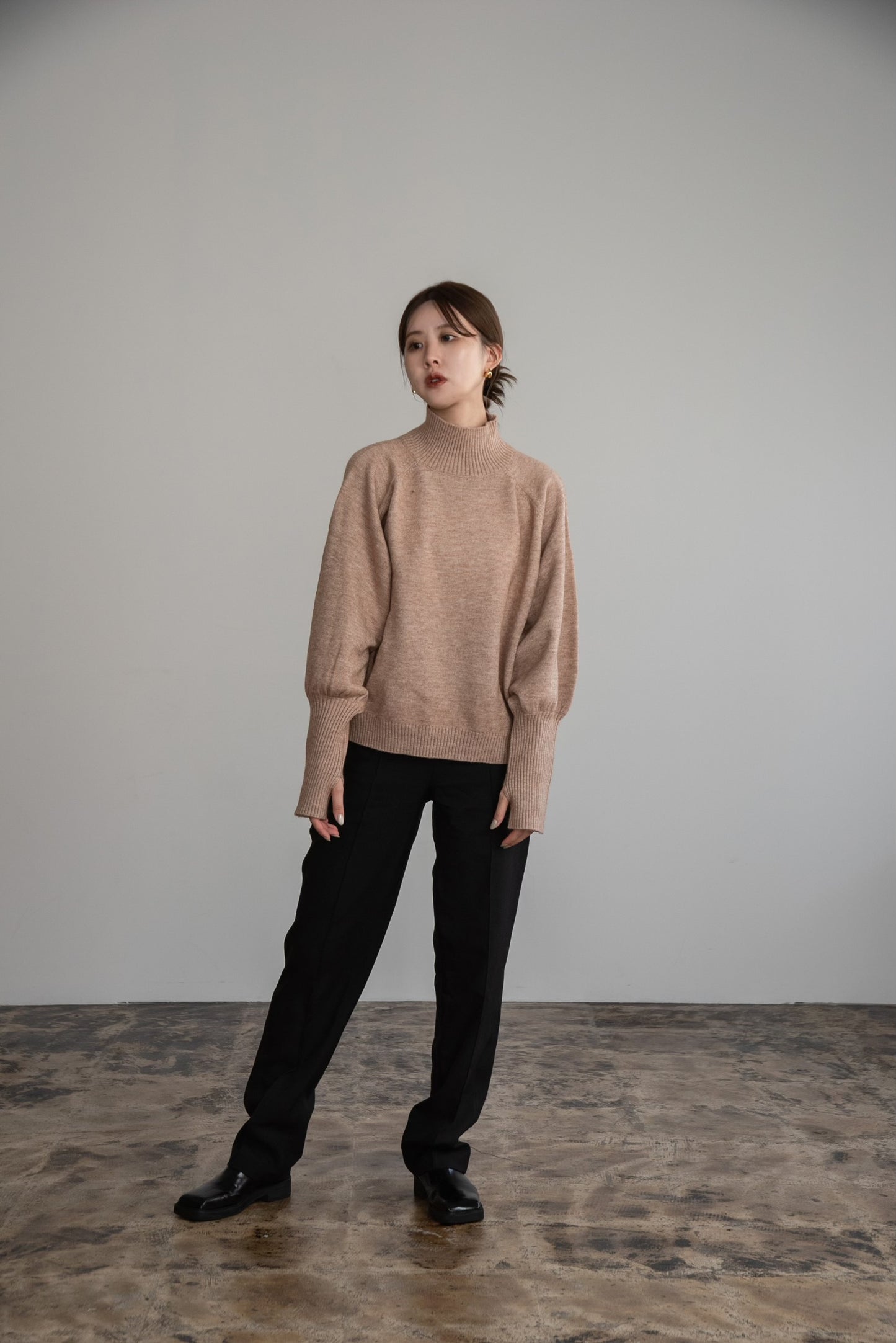 alpaca touch volume sleeve knit