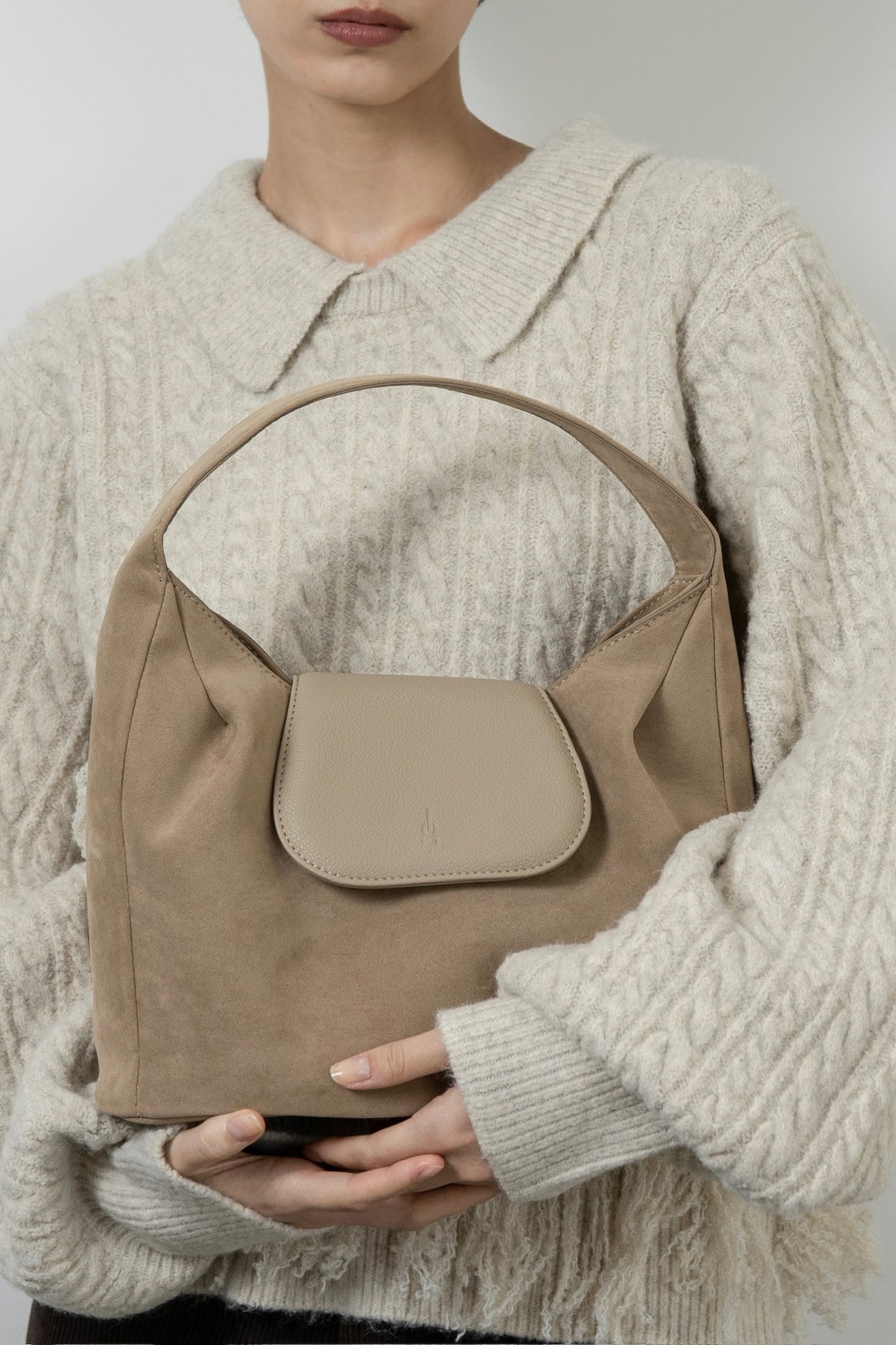 brushed material flap point bag