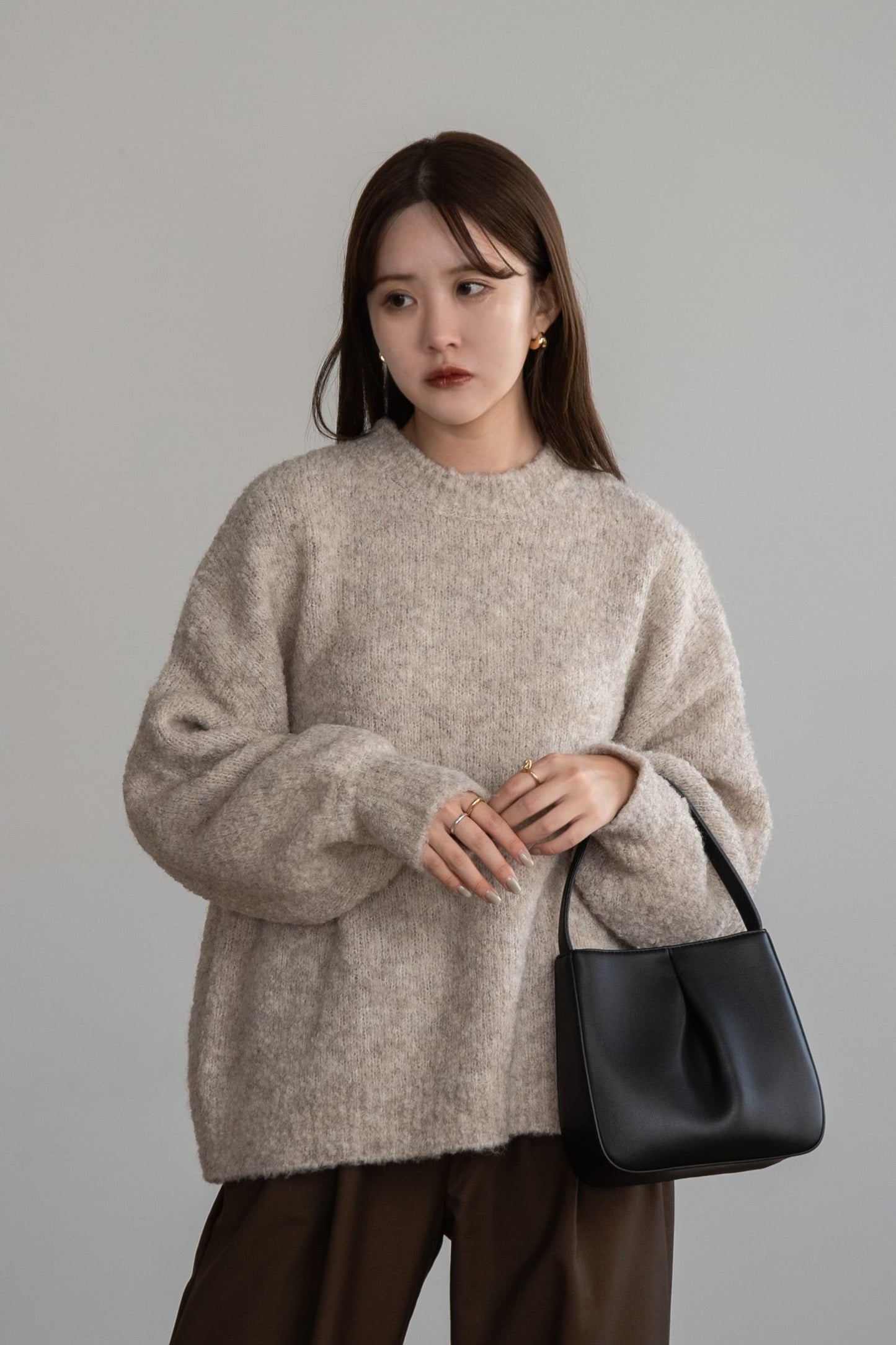 boucle crew neck pullover
