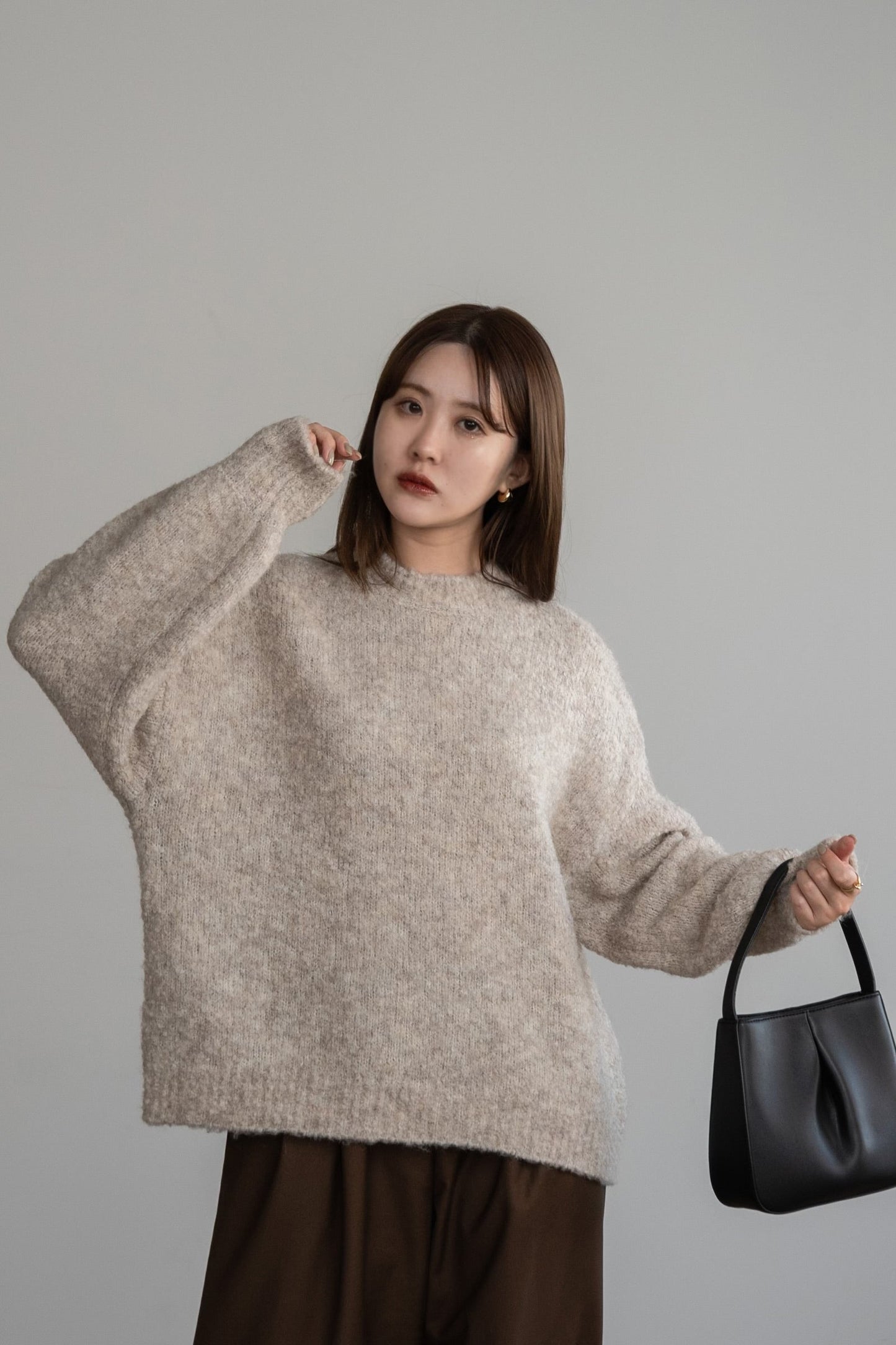 boucle crew neck pullover