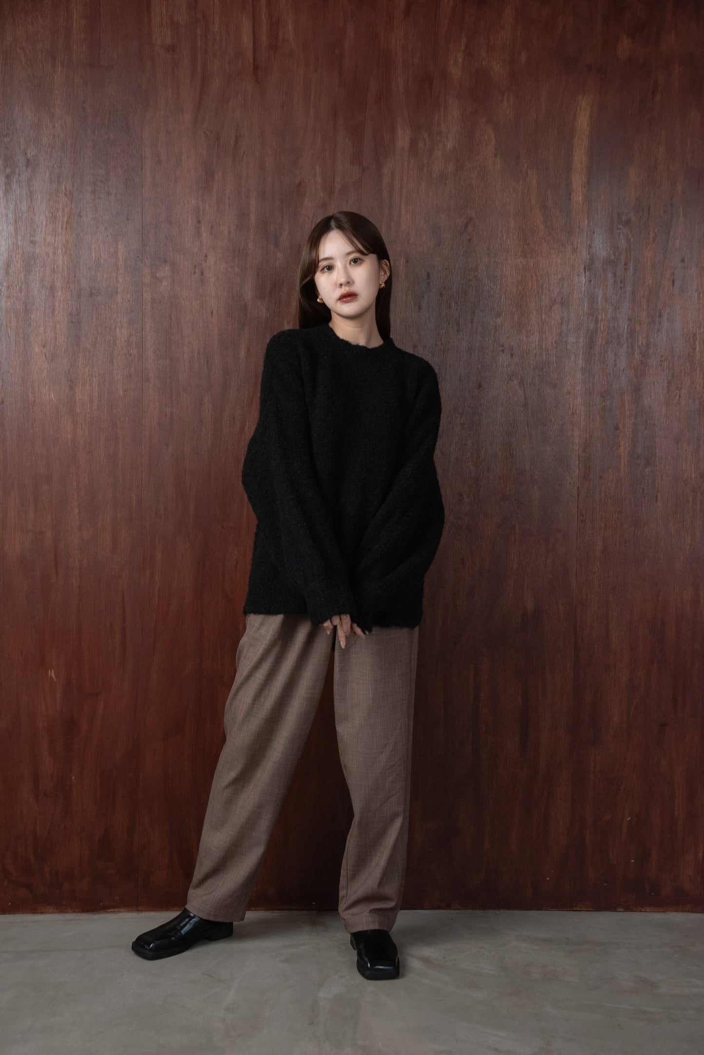 boucle crew neck pullover