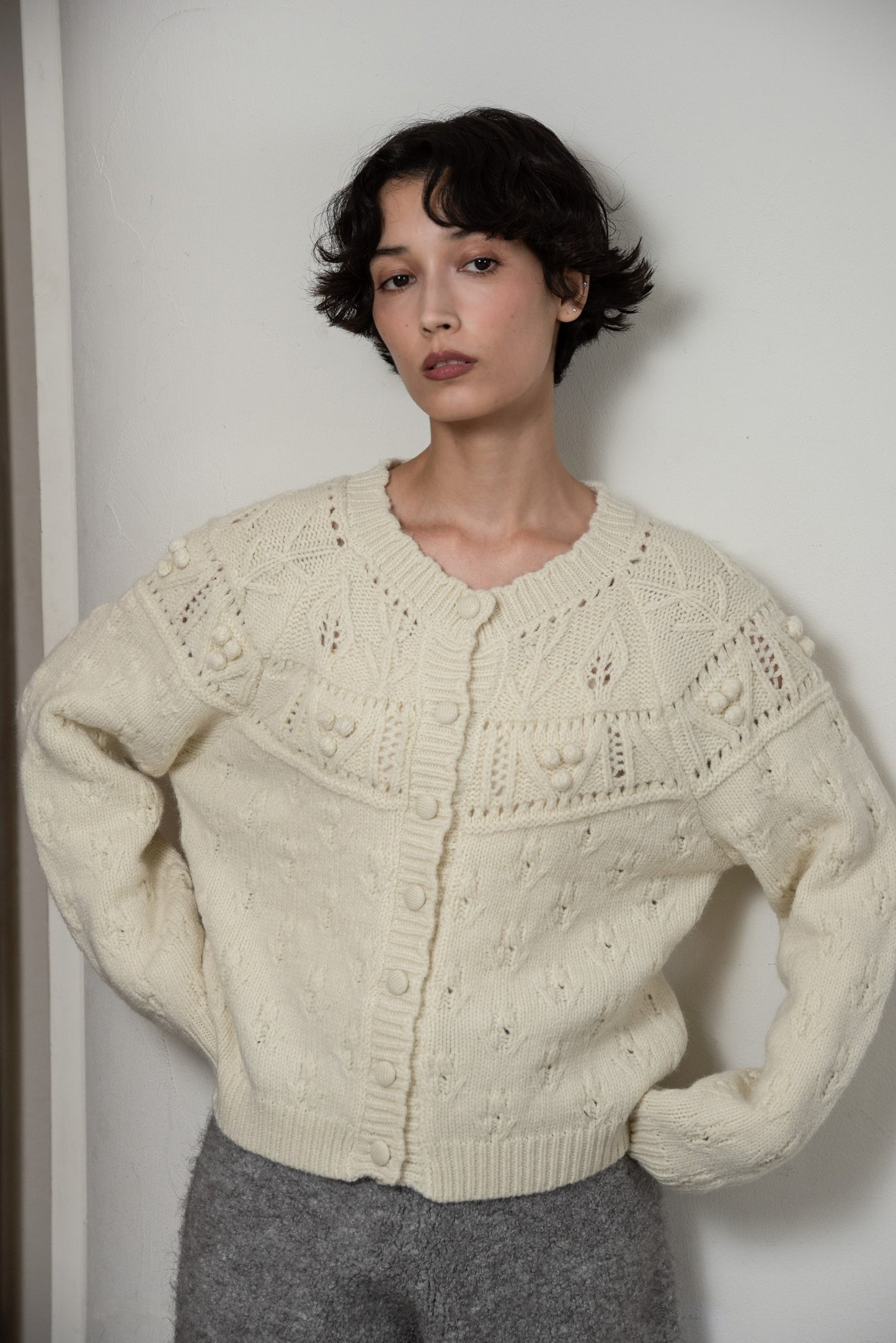 scallop collar cardigan