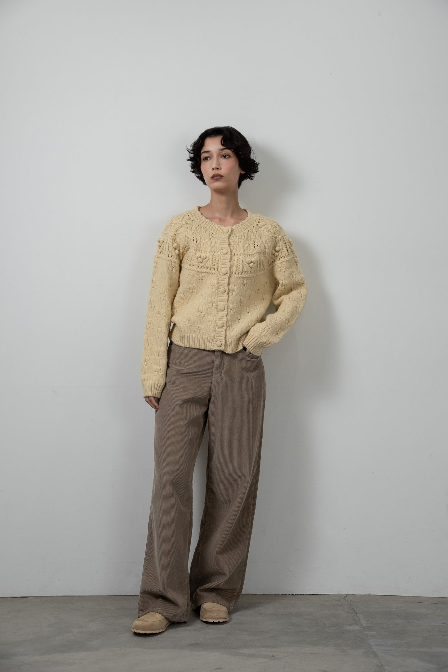 scallop collar cardigan
