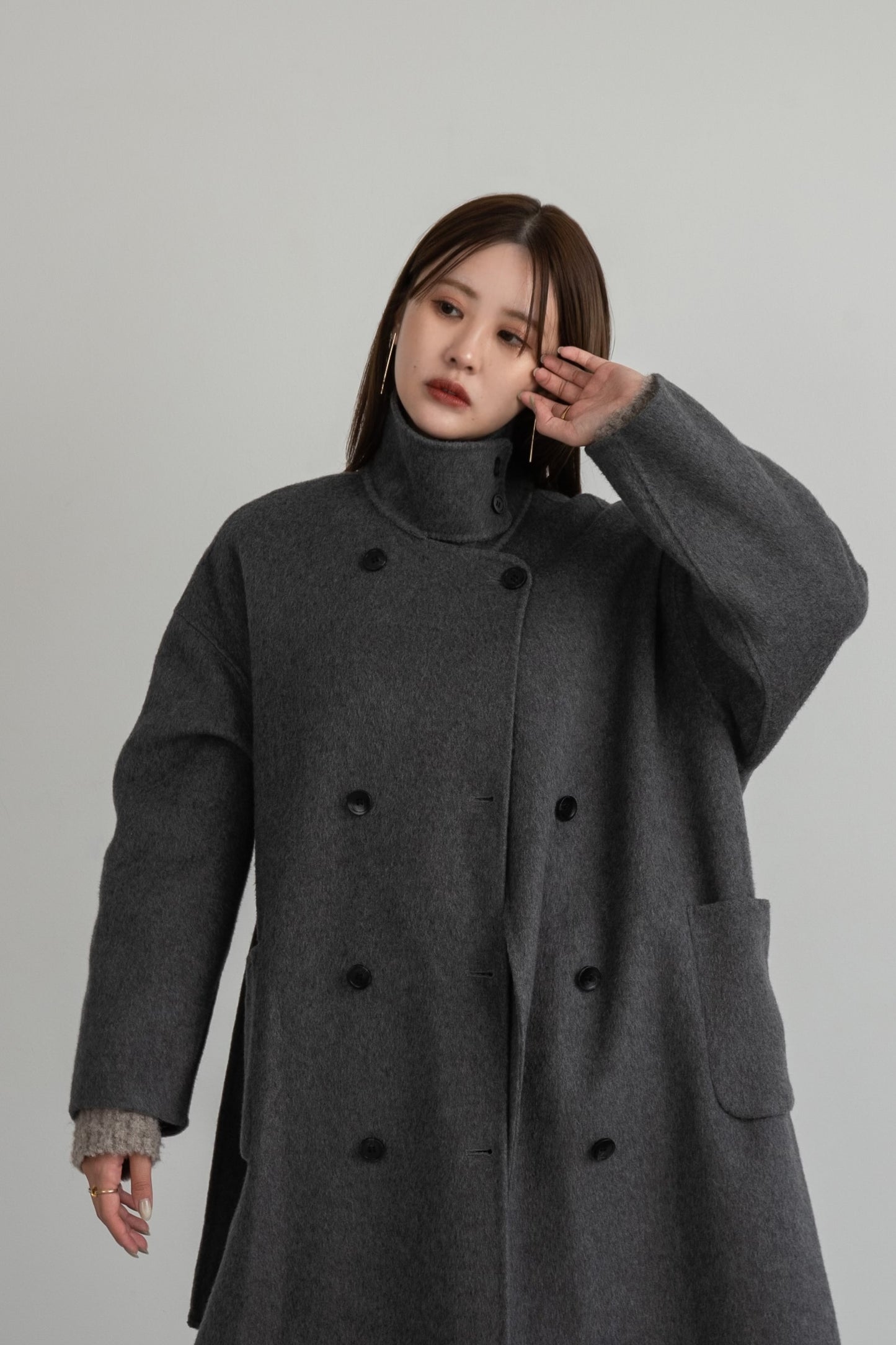 stand neck handmade coat