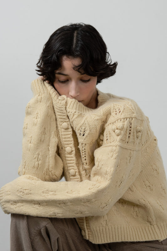 scallop collar cardigan