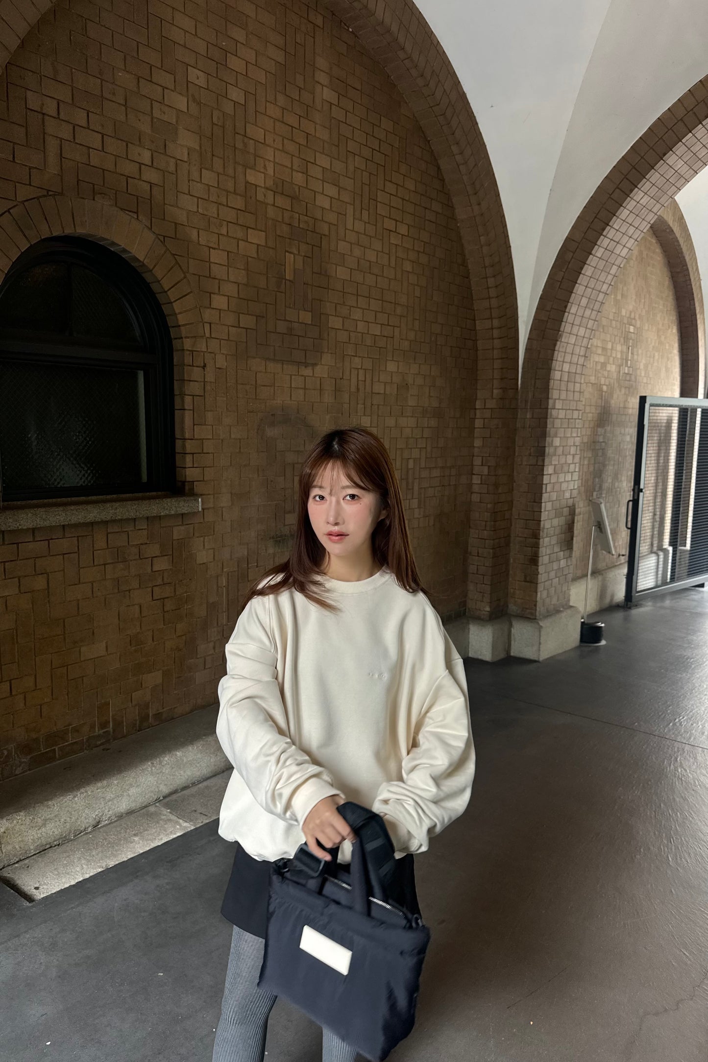 collab embroidered logo sweat【I_am × kimina】