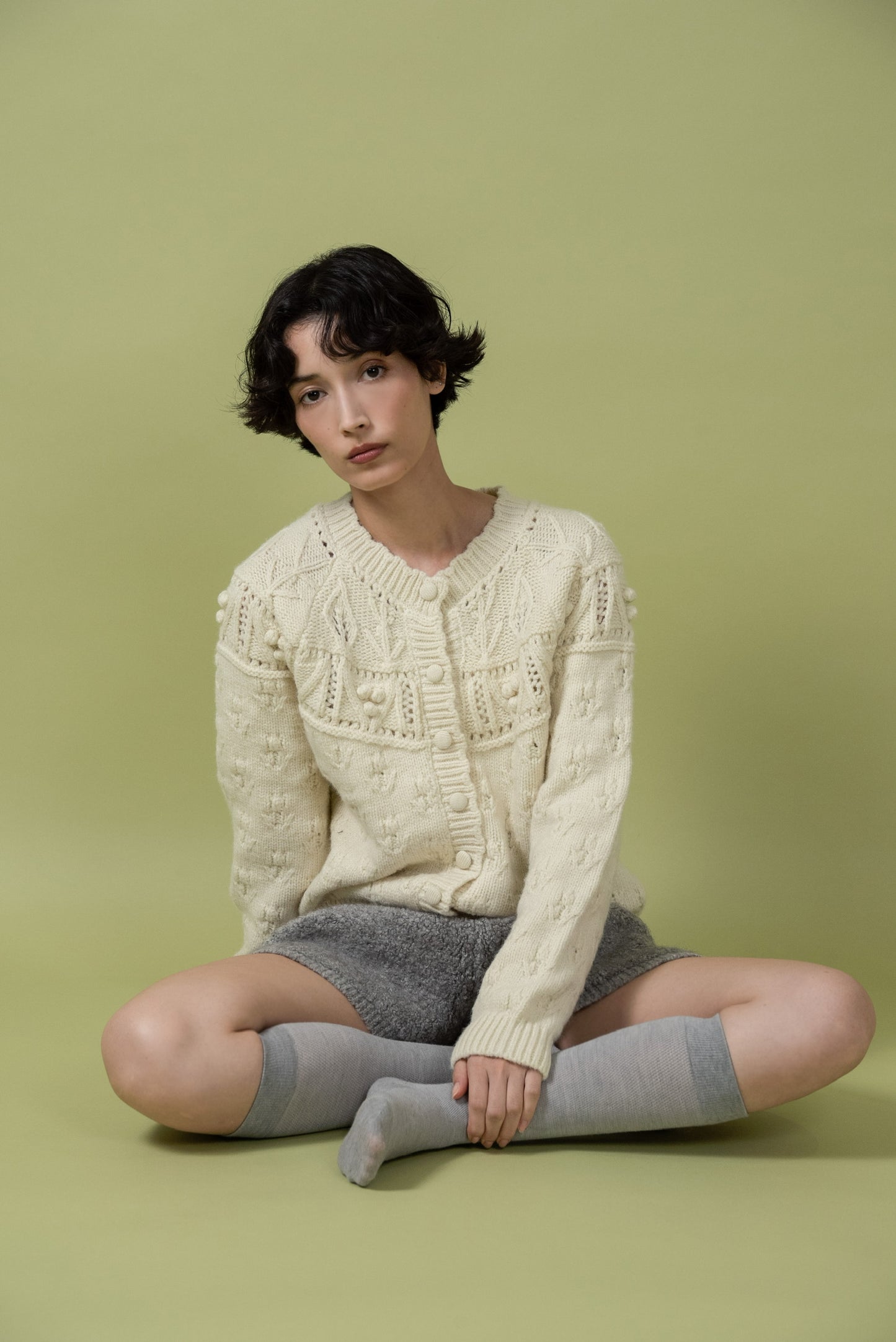 scallop collar cardigan