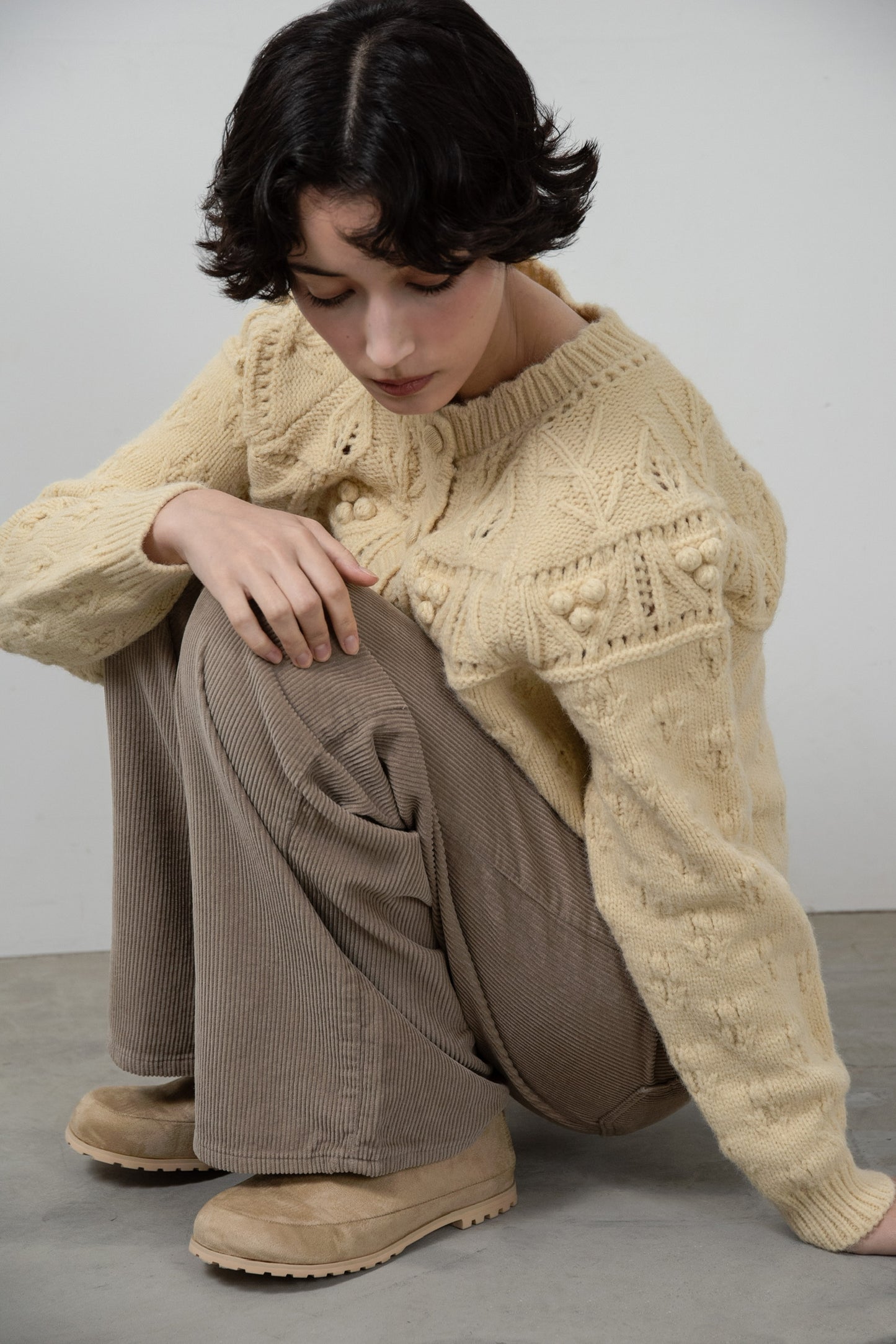 scallop collar cardigan