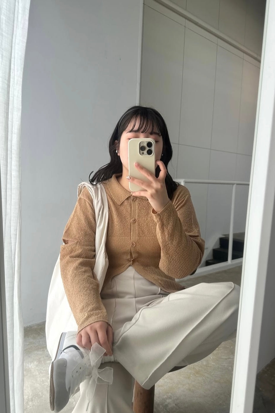 pattern compact sleeve hole knit